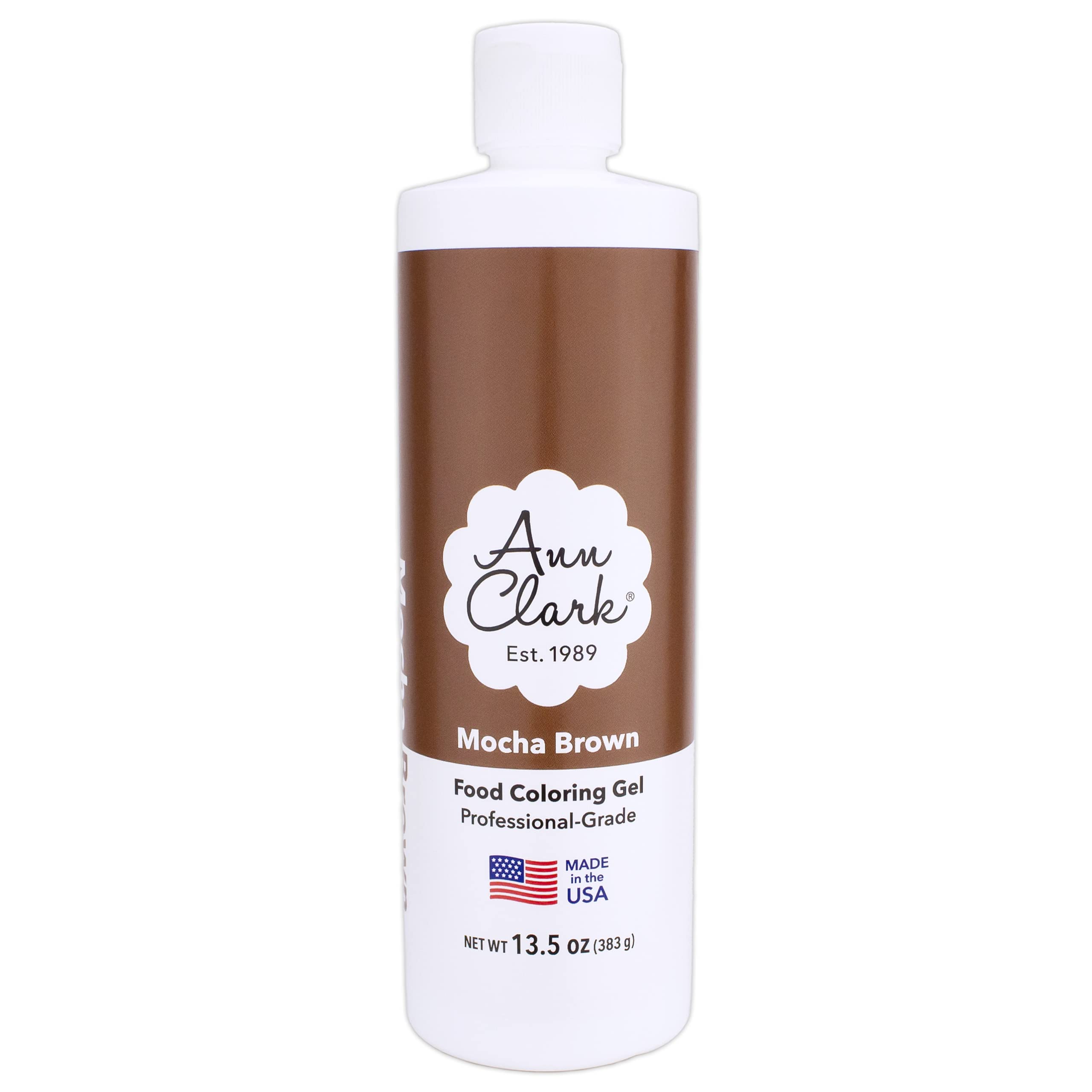 Ann Clark Mocha Brown Food Coloring Gel Extra Large 13.5 oz Bottle Professional Grade Made in USA