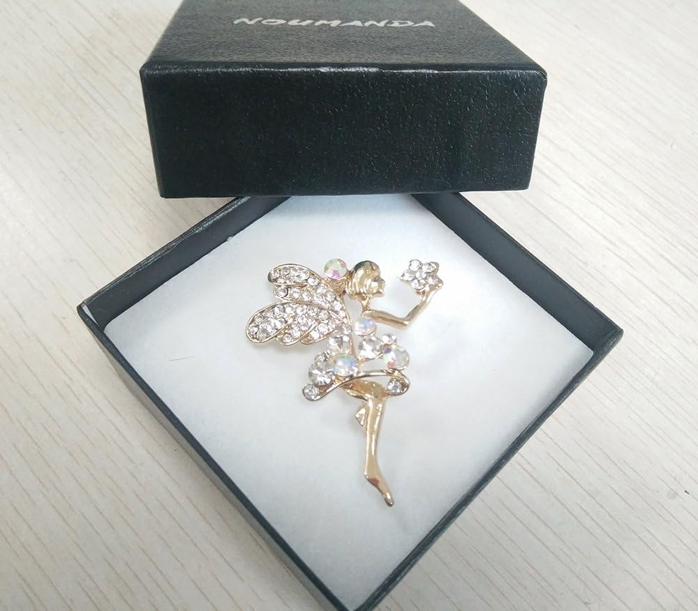 NOUMANDA Pretty Angel Wings Fairy Girl Brooch Pin for Women Gift