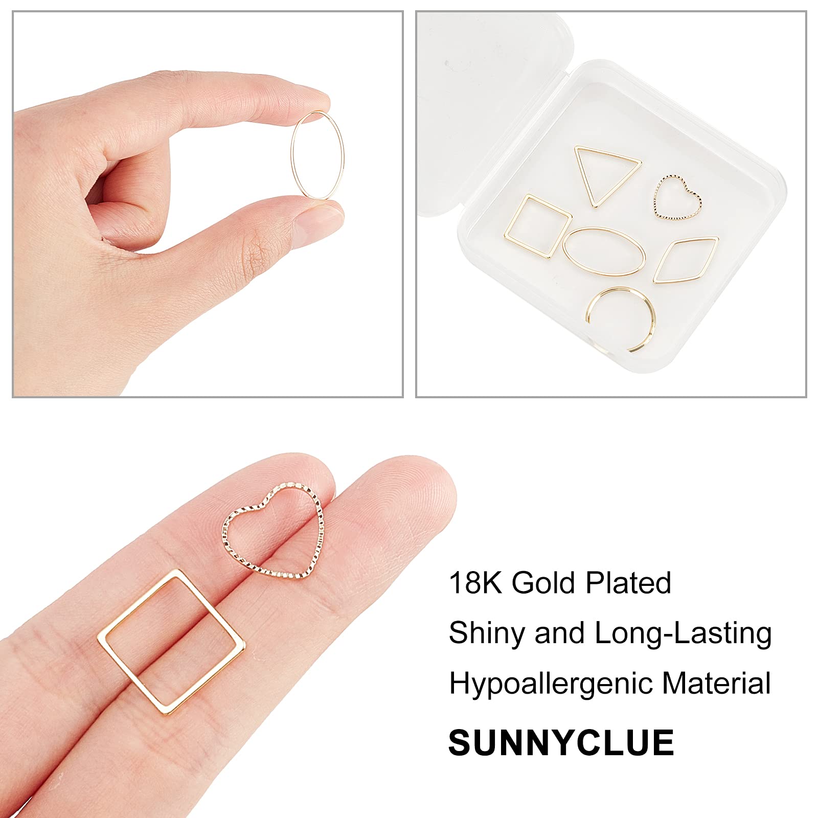 SUNNYCLUE 1 doos om te knutselen, 10 paar geometrische oorbellen van hout, blauw, voor het maken van sieraden, hart, tranen, bedels, hangers, sterren