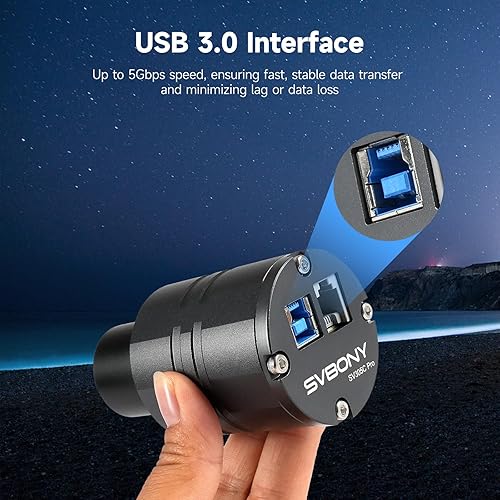 Miniatura 3 de SVBONY SV305C Pro Telescope Cámara, USB 3.0 Transmisión de Alta Velocidad, Sensor IMX662 2MP 128MB DDR Buffer, 1.25" CMOS Astrofotografía Cámara,
