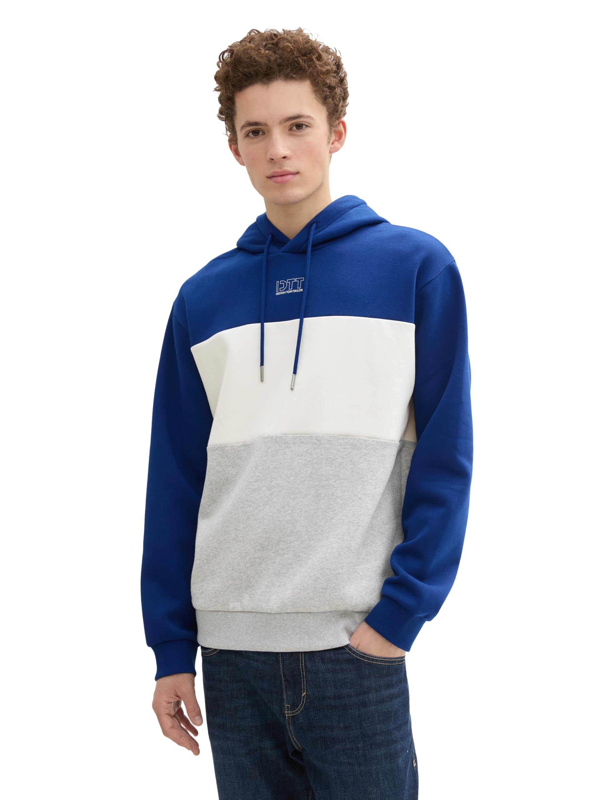 TOM TAILOR Denim Men's Colorblock Hoodie Sweatshirt