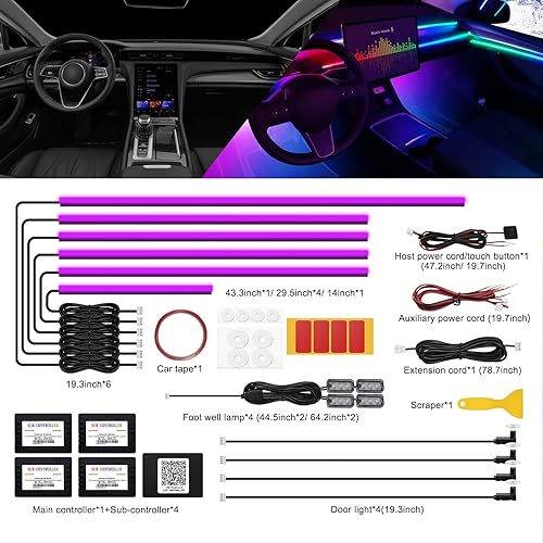 Miniatura 8 de Cable de extensión para tira de luces LED para auto de 78.7 pulgadas, compatible con kit de controlador principal y subcontrolador Dreamcolor y RGB