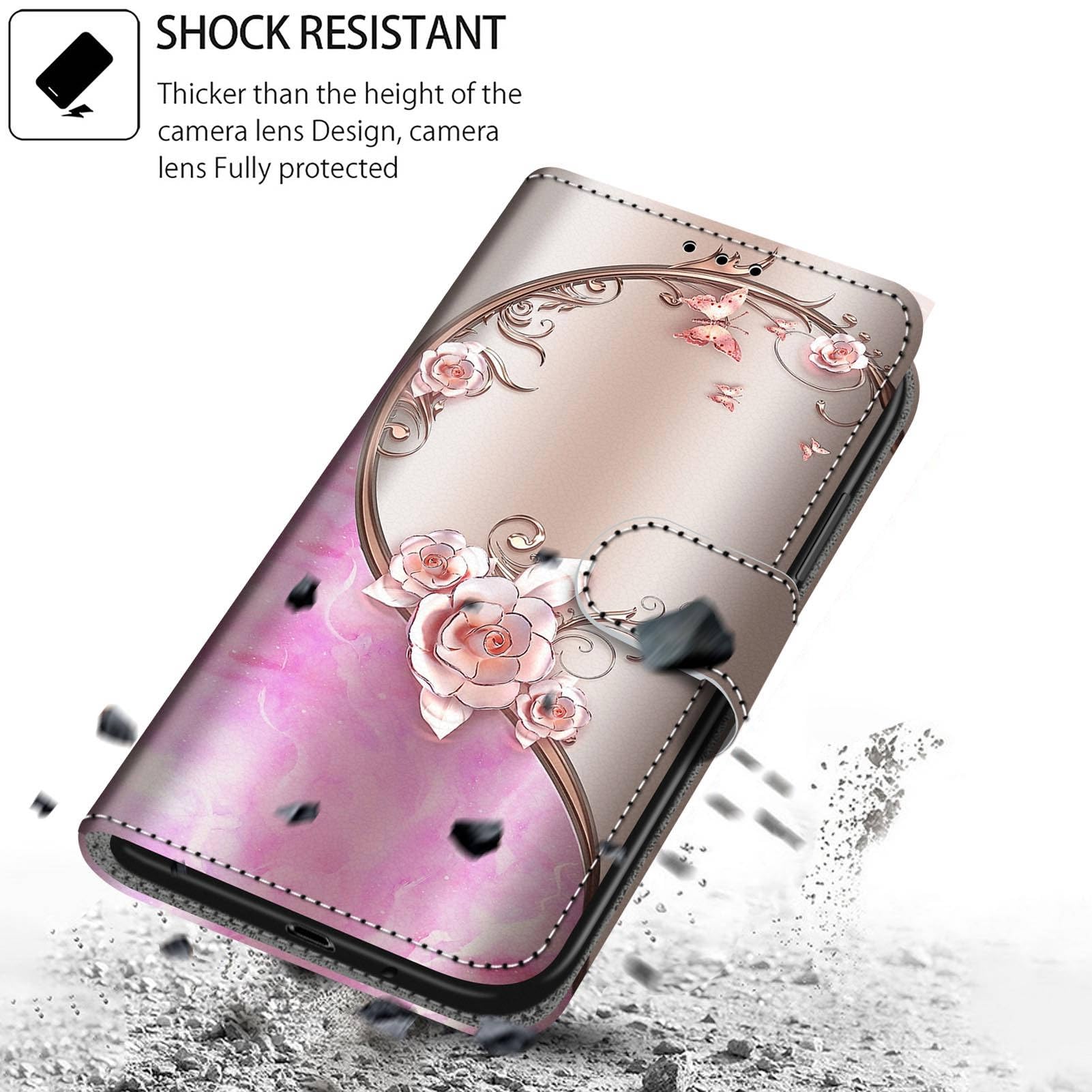 Custodia per iPhone 14, portafoglio con chiusura magnetica