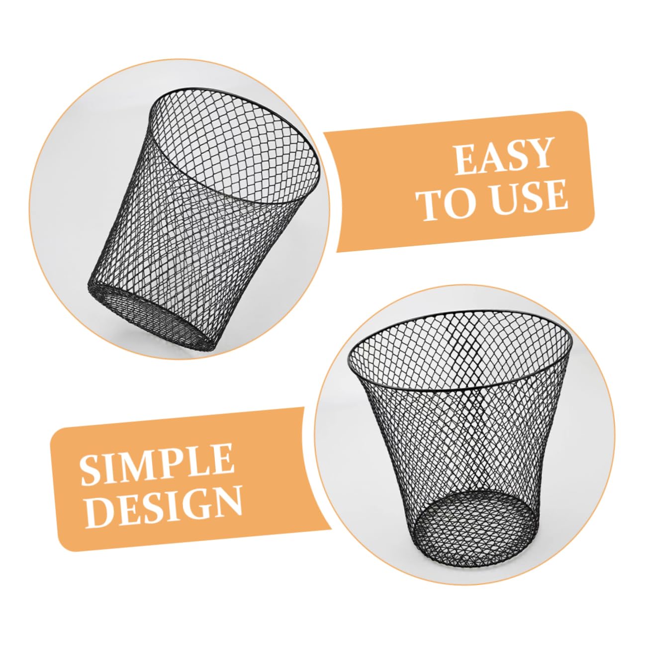 Iron Woven Storage Basket Kitchen Organization Office Organizing Bin Fruit Vegetable Holder Trash Can Multifunctional Laundry Hamper