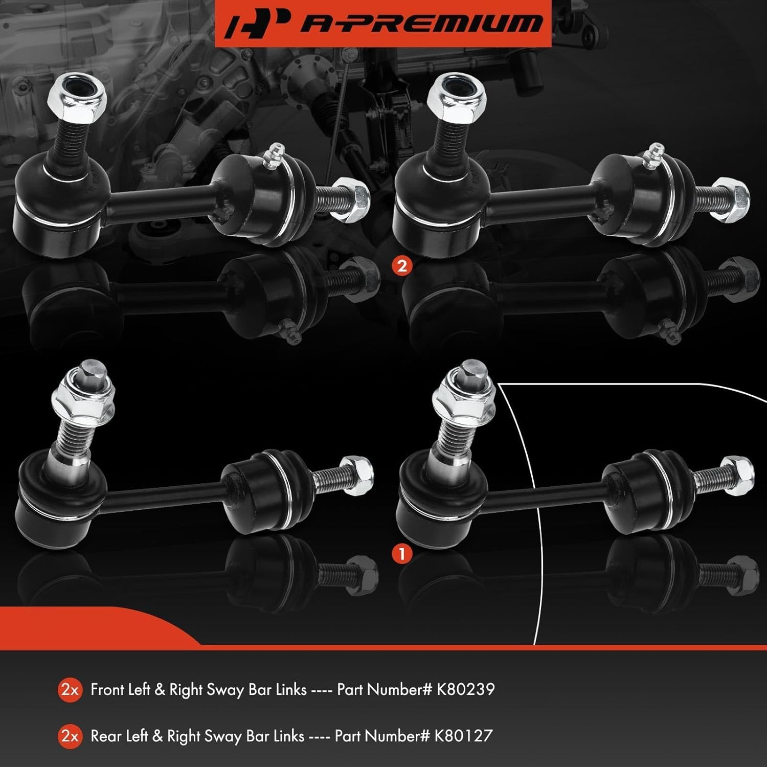 A-Premium Set of 4, Front & Rear Sway Bar Links Kit Stabilizer Bar Links Compatible with Ford Expedition 2003-2005, Lincoln Navigator 2003-2005