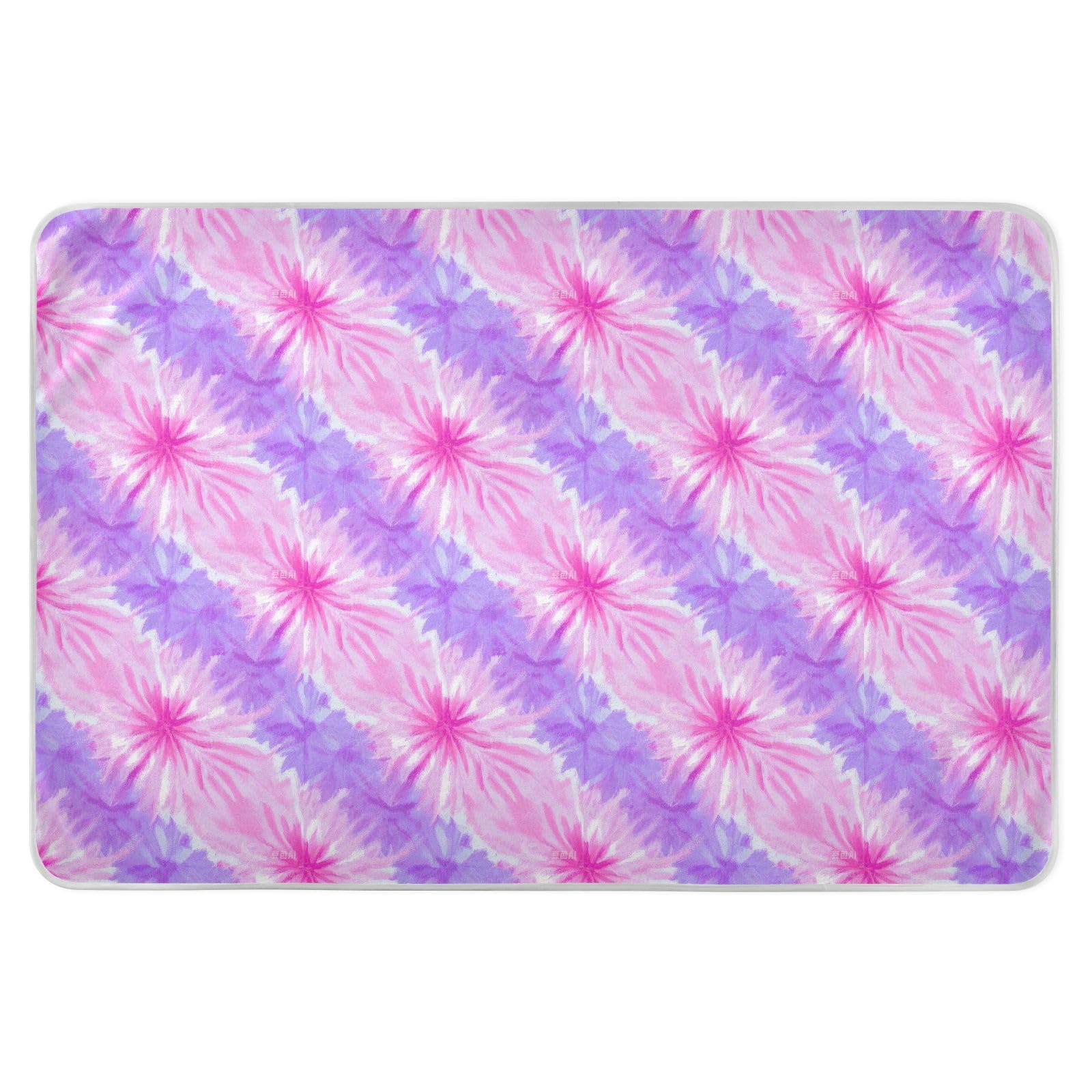 Pink-Purple Tie-dye Bed Underpads Waterproof Washable Diaper Changing Pad Non-Slip Cradle for Kids Bedwetting , 52