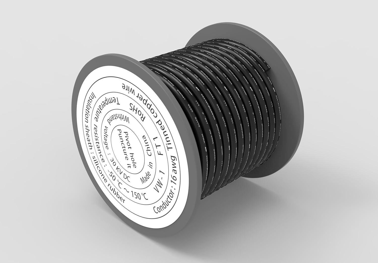 16AWG Silicone Wire, 30KV High Voltage, High Temperature Resistant, Flexible, 32.8ft/10M - Ideal for Industrial, Electronics, and High Voltage Applications (Black)