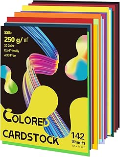 Colored Cardstock 142 sheets, 8.5” x 11” Cardstock Paper - 20 Assorted Colors, 250 GSM Colorful Card Stock Printer Paper Scrapbooking Supplies for Diy Crafts, Cricut, Scrapbooking, Card Making