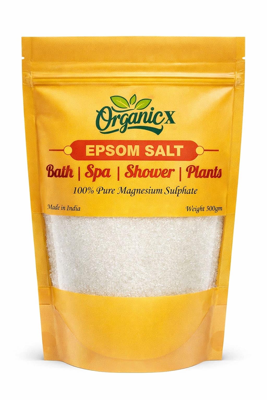 Epsom Salt, 100% Pure Magnesium Sulphate, Unscented, for Bath, Spa, Shower and Plants, 500gm-image-27