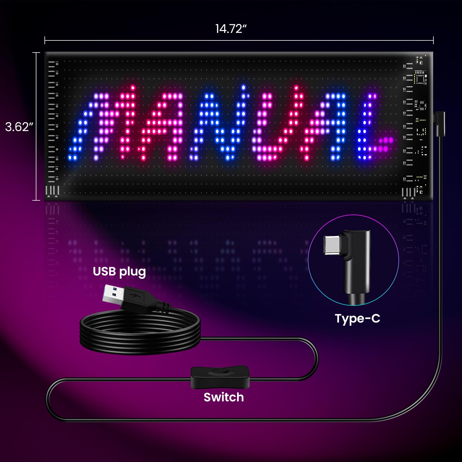 ZKYMZL Display LED flessibile con telecomando e ricarica USB, regalo fai da te a LED per compleanni, Natale o feste