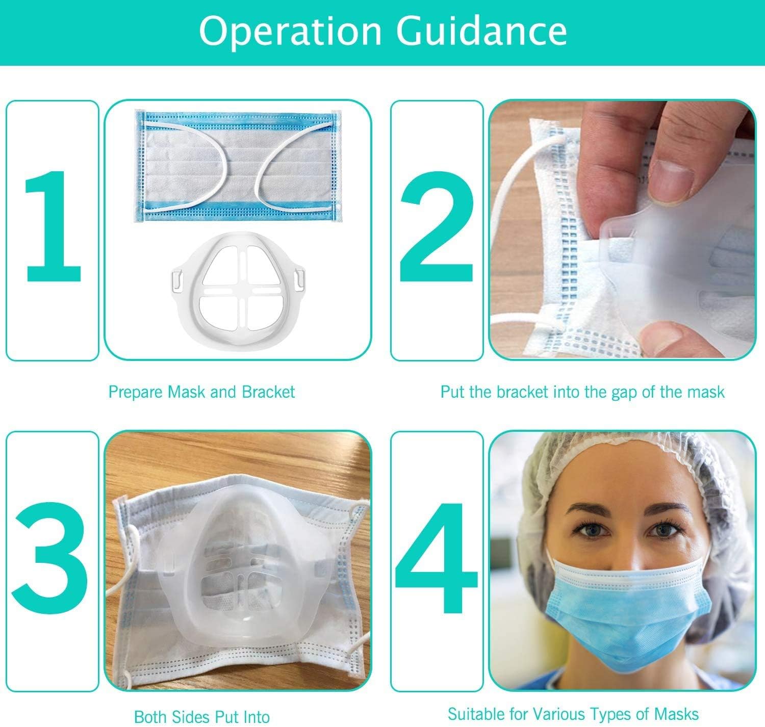 20pcs 3D Mask Bracket for Increase Breathing Space and Help Breathe Smoothly, Reusable Nasal Mask Pads