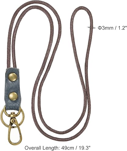 Miniatura 2 de PATIKIL Cordón trenzado de cuero de 19 pulgadas, paquete de 2 pulseras de cuerda de cuero con clip de gancho para soporte de tarjeta de