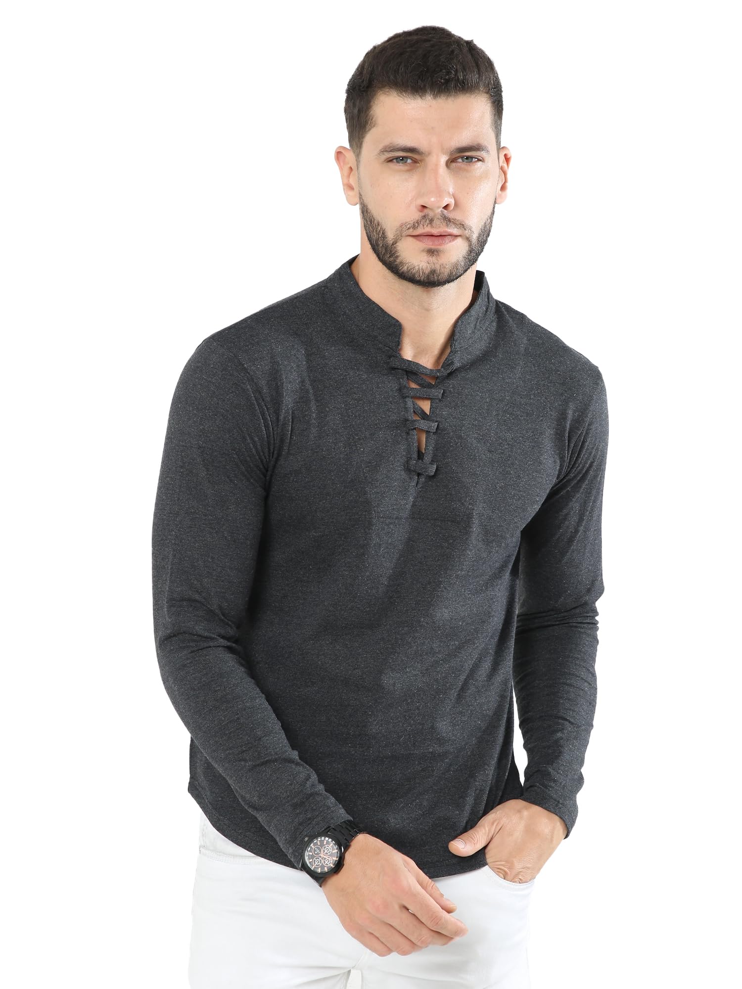 fanideaz Mens Cotton Full Sleeve Tshirt for Men with Stylish Rope-picture-44