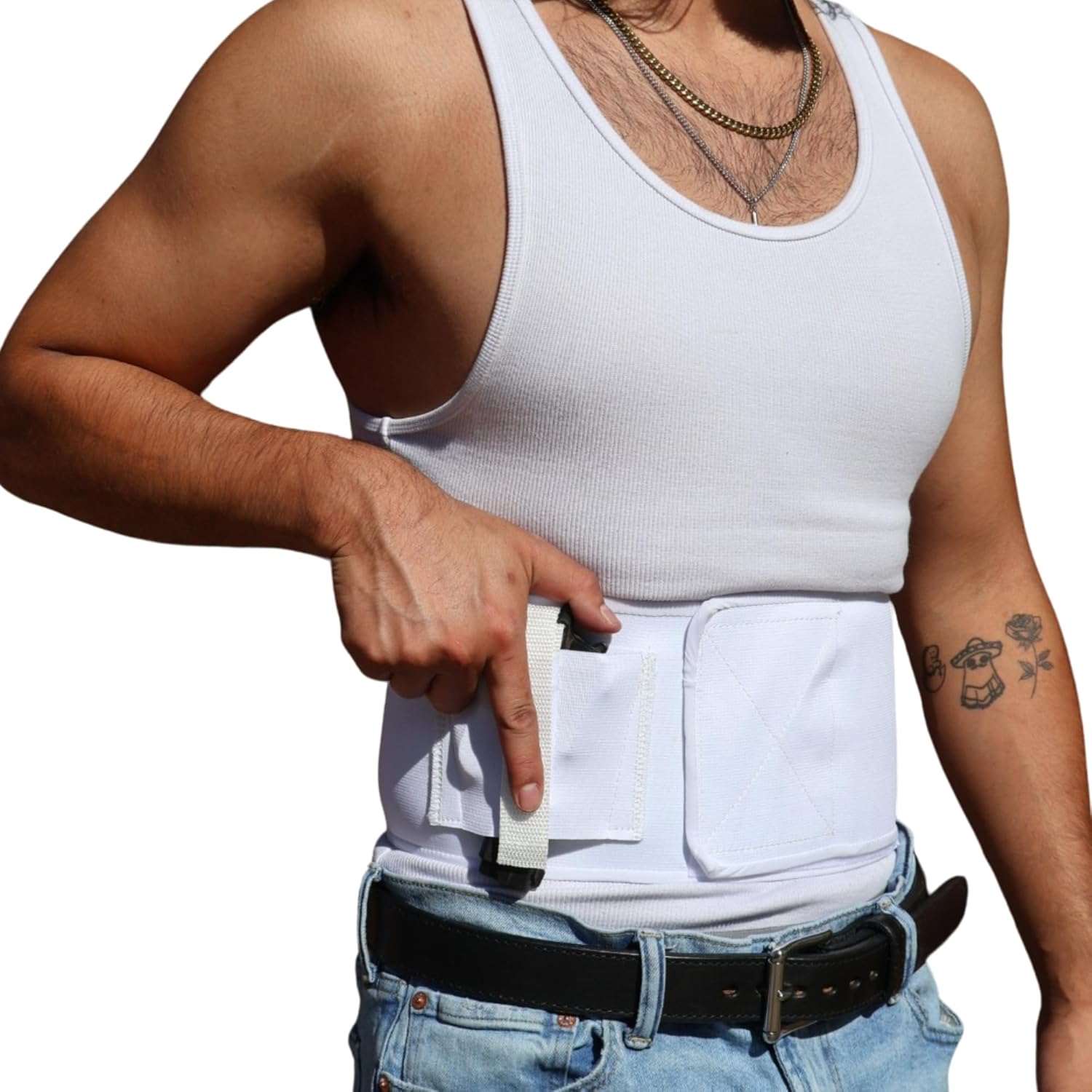 Daltech Force Safestcarry Belly Band 6 Inch Holster with Spandex- CCW Concealed Carry Gun Holster and Mag Holster for Hips, Waist or Chest, Black