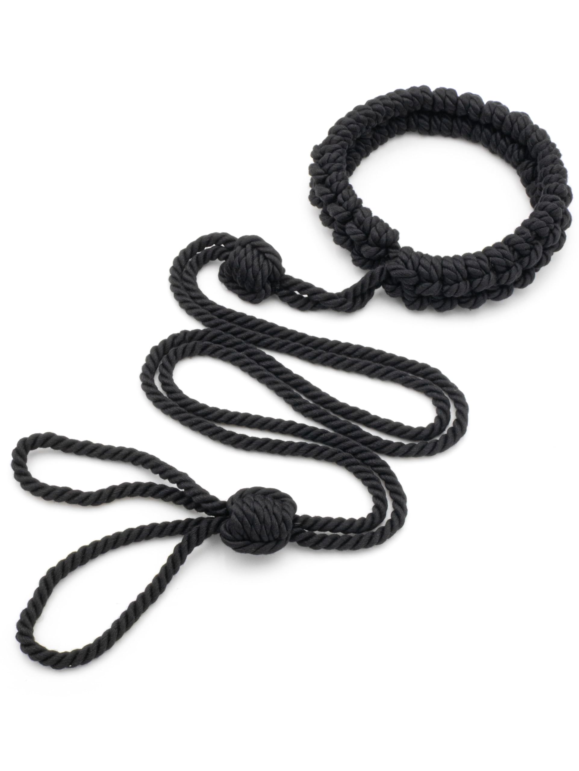 BONDAGERIE® Collare con guinzaglio schiava donna uomo sexy, in corda effetto raso, regolabile, vari colori disponibili