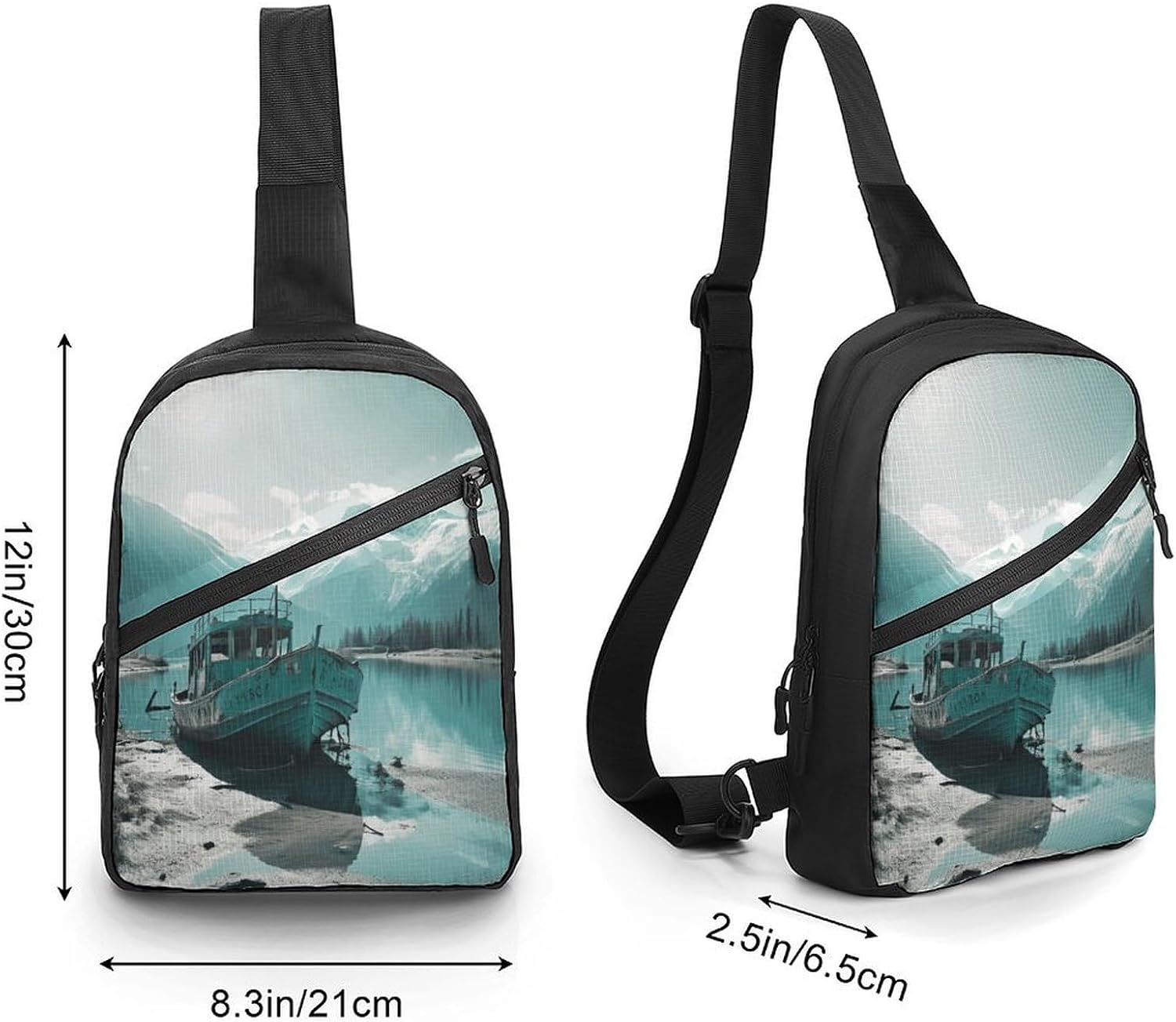 Boat Docked on The Lake Crossbody Backpack Sling Bag