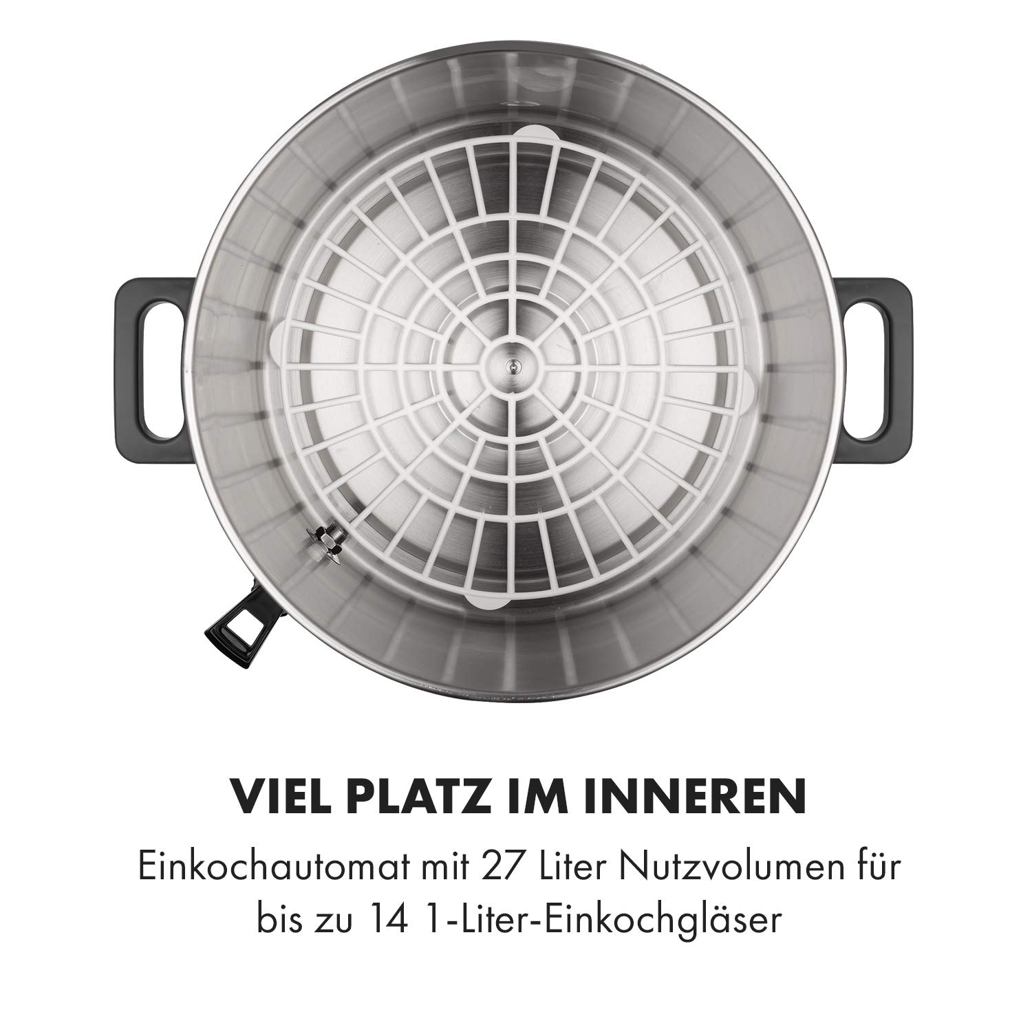 Klarstein Lady Marmalade Einkochautomat Einkochtopf Einkocher Heißgetränkespender, 27 Liter, 1800 Watt, 30-100 °C, Timer, Warmhalte-Funktion, Überhitzungsschutz, Edelstahl gebürstet