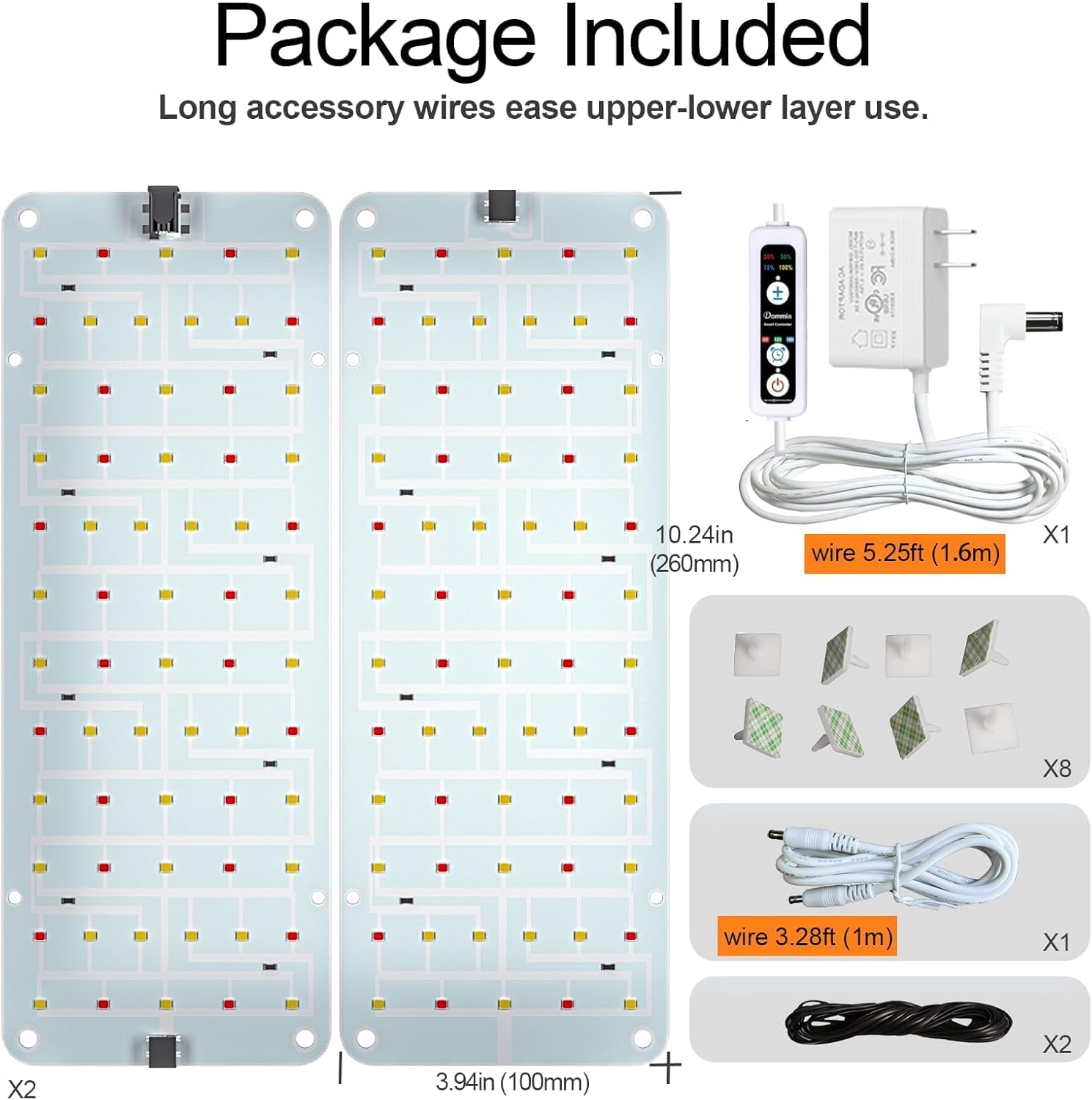 DOMMIA Panel Grow Light for Indoor Plants, 20W Ultra-Thin Full Spectrum LED Grow Light for Shelf & Cabinet, Dimmable with 6/12/16H Timer, Warm White, 1-Pack