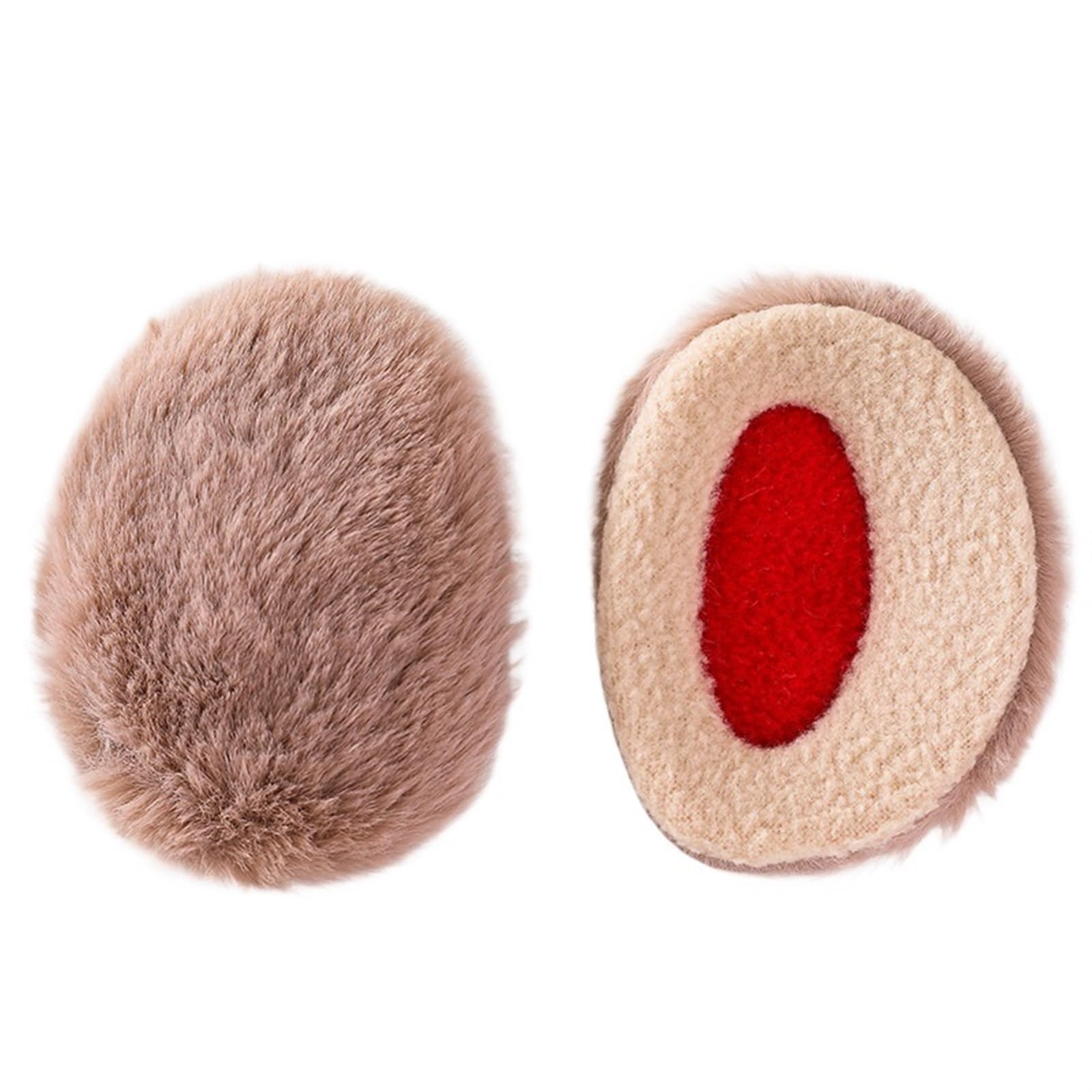 WJIAYAO Ear Muffs Women Thicken Bandless Ear Muffs Winter Warm Fleece Earmuffs Women Ear Covers for Men Outdoor Sports Windproof Ear Warmer(Khaki-Medium)