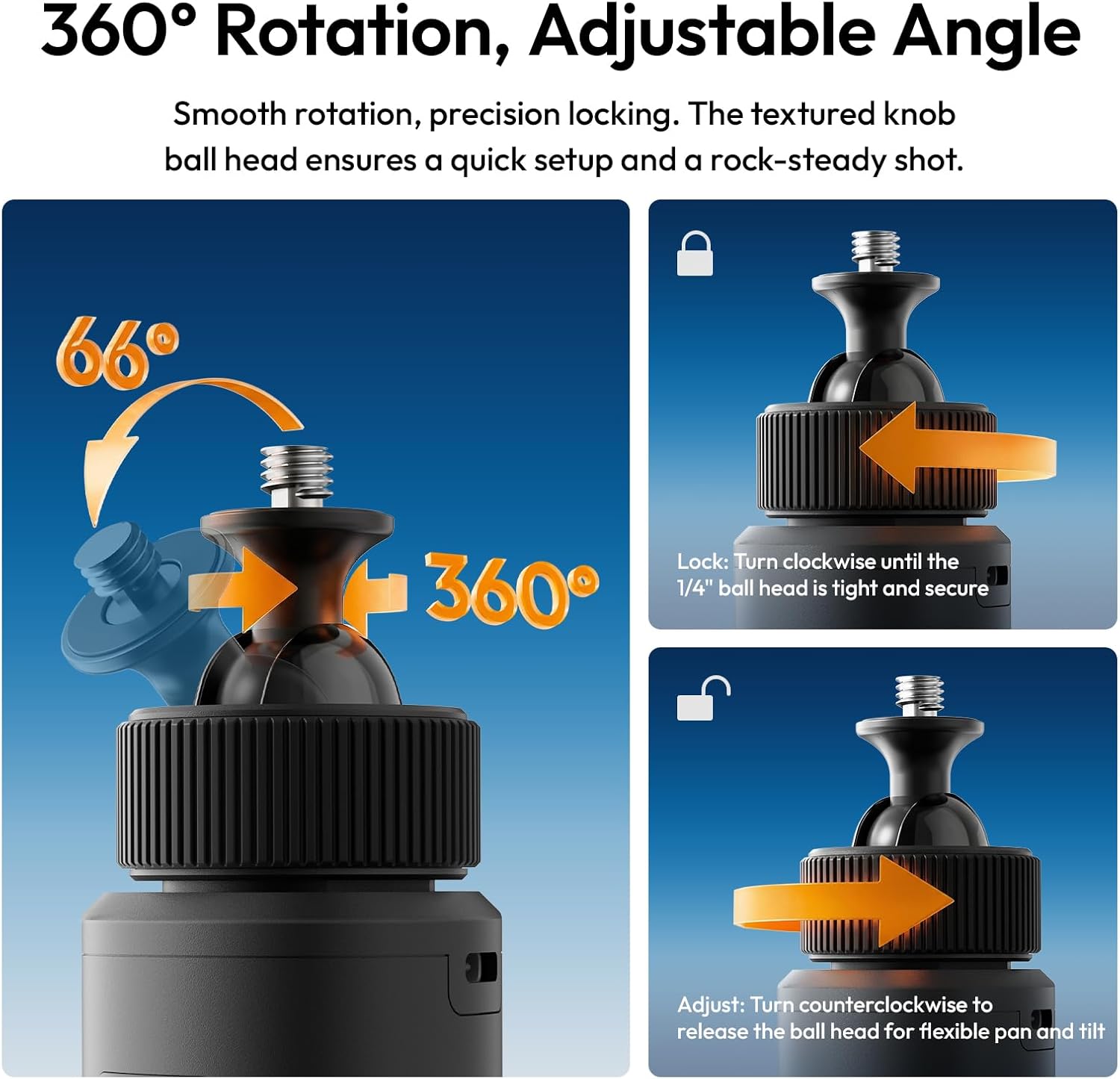 ULANZI MA93 Battery Grip, 10000mAh Camera Handheld Battery Handle Grip with Hidden Tripod 360, Real-time LCD Display, Universal 1/4'' Screw Mount Interface for Action Cameras Power Stick Hand Grip