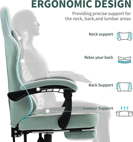 Miniatura 3 de Silla de juegos con reposapiés para adultos, sillas ergonómicas para juegos con reposapiés, silla de juegos grande y alta, sillas reclinables de
