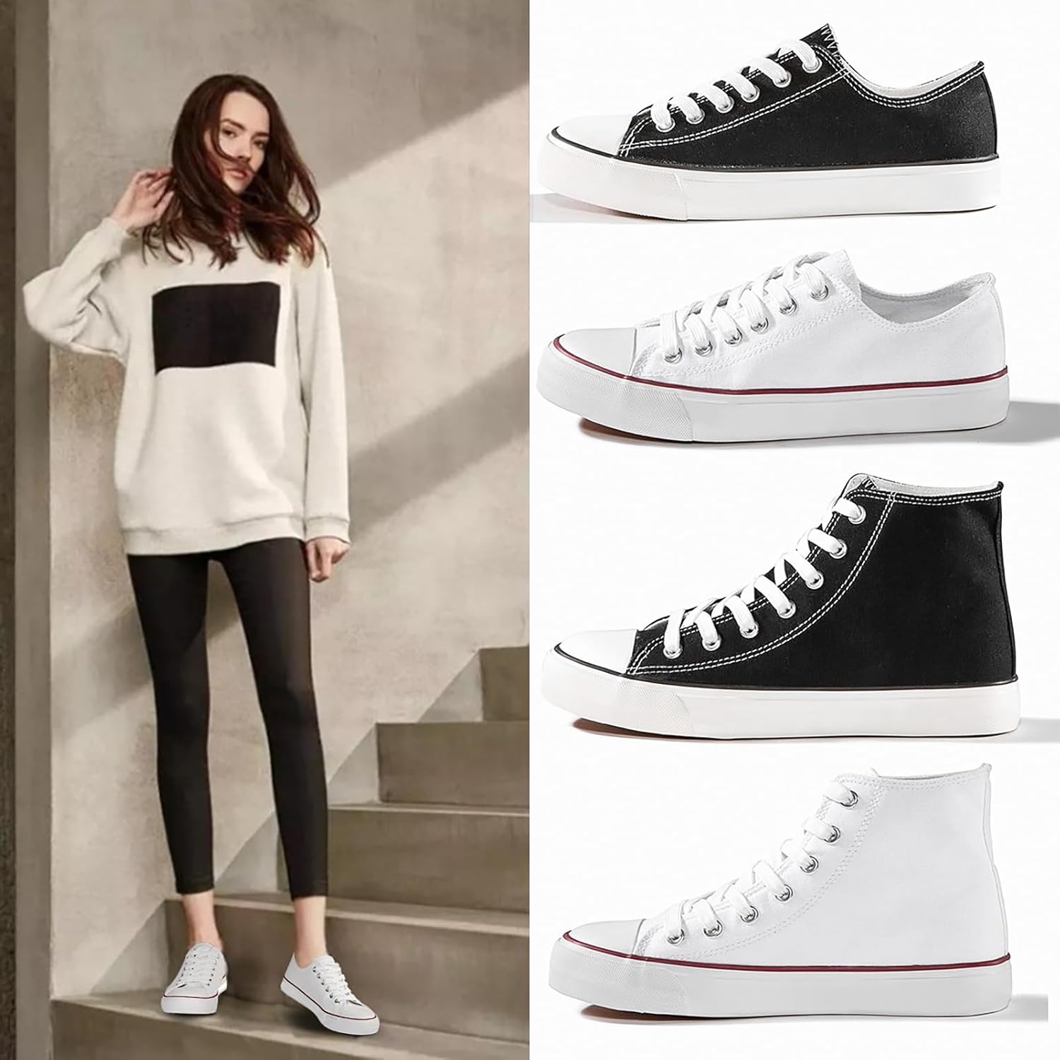 Womens Canvas Sneakers High Top Lace ups Casual Walking Shoes - Image 5
