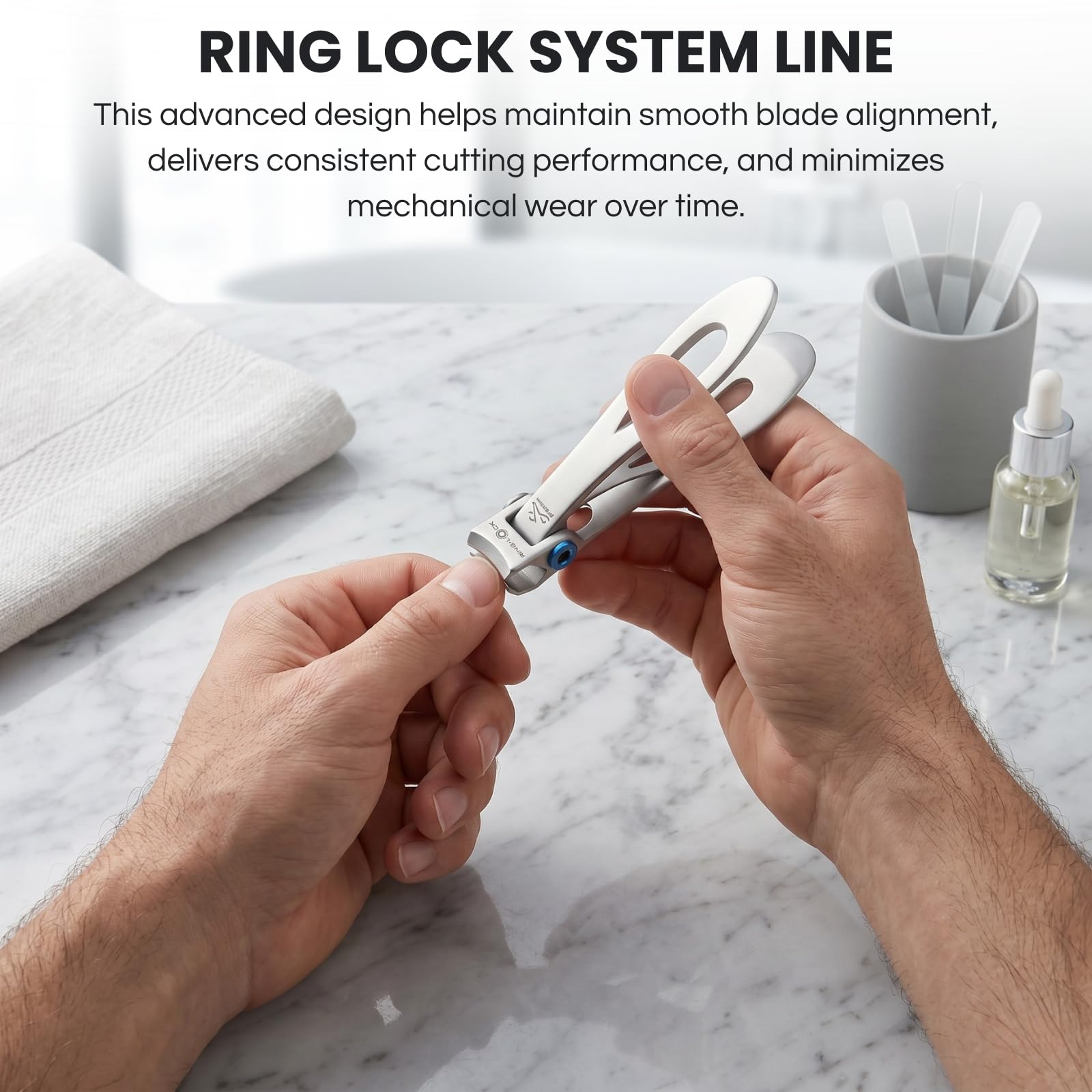 Premax - Obcinacz do paznokci – Ring Lock System – rozmiar 9 cm – stal nierdzewna – idealny do precyzyjnego cięcia paznokci u rąk i stóp – 11535 – Made in Italy