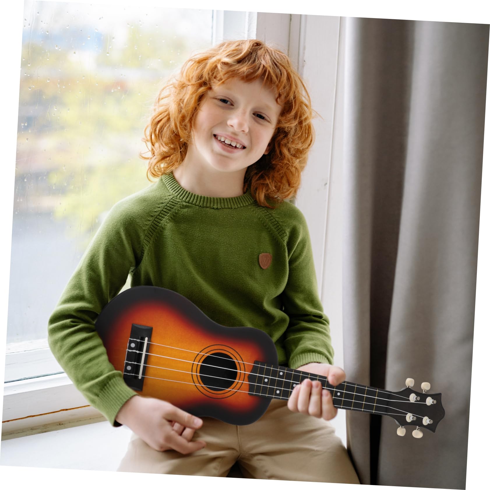 TOYANDONA Corde Ukulele in Compensato di Tiglio Ukulele Portatile per Ragazzo Ragazza Giocattolo Musicale Durevole Facile da Suonare per Sviluppare Capacità Musicali