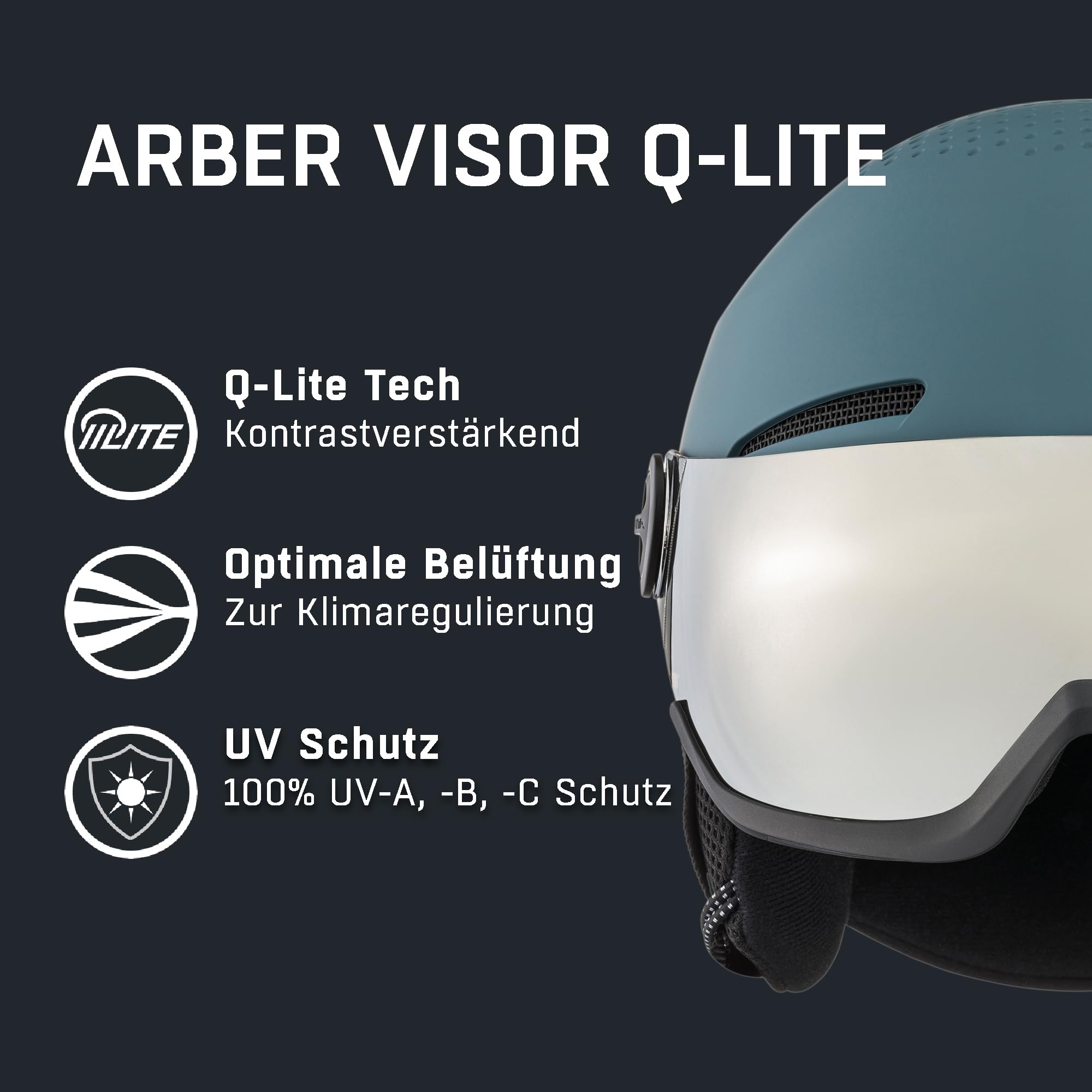 ALPINA ARBER Visor Q-LITE - hochwertiger & sicherer Skihelm für Erwachsene, mit waschbarem Innenfutter, mit kontrastverstärkendem Visier
