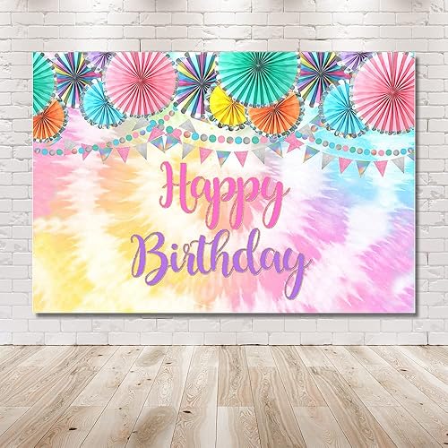 Miniatura 6 de MEHOFOND Telón de fondo de fotos de cumpleaños con diseño de teñido anudado, decoración de fiesta mexicana para niñas, decoración de fiesta de