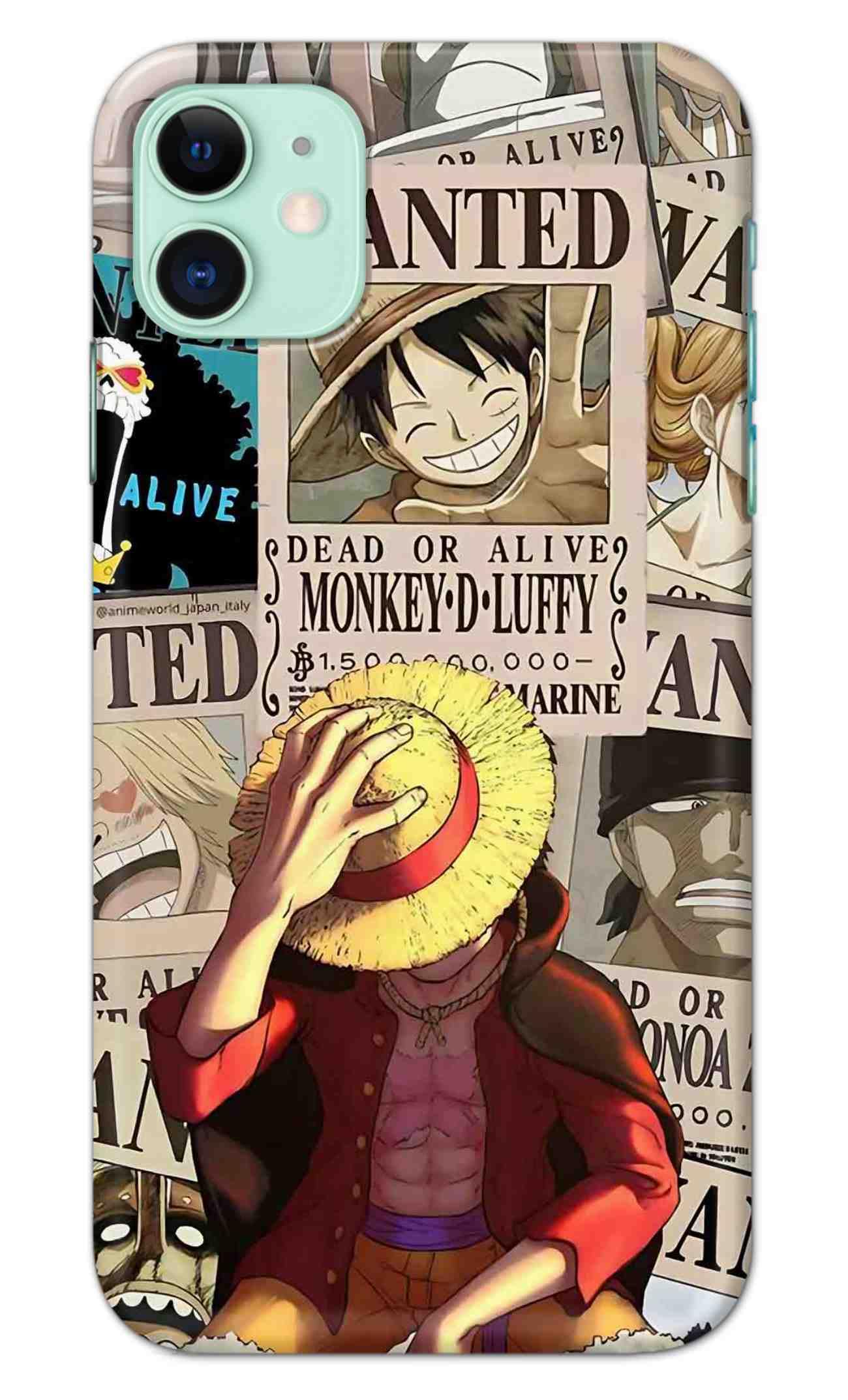 NDCOM for iPhone 11 Back Cover - Protective iPhone 11 Phone Case - Stylish iPhone 11 Case Anime One Piece Wanted Luffy Printed Hard Case