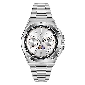 Carlington Legacy Series Analog Wrist Watches with Chronograph & Elegant Moon Phase Dial for Men - CT 9955