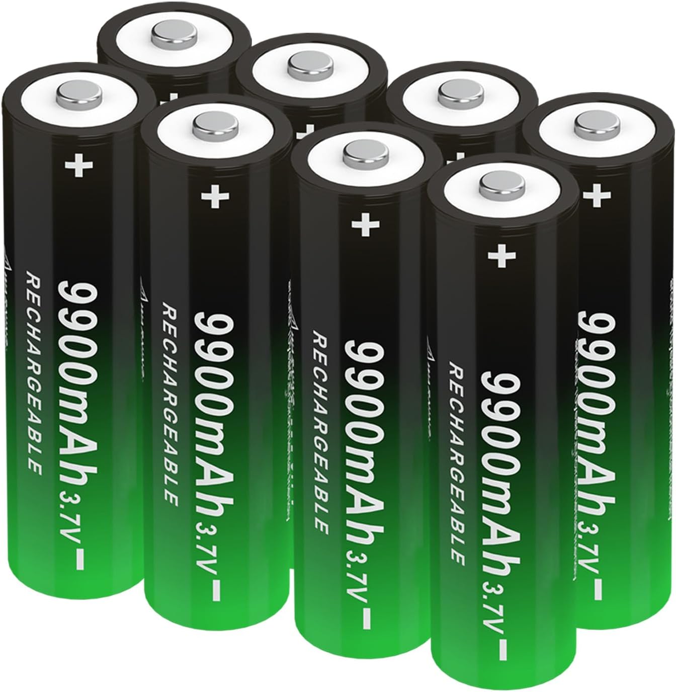 8 Pack Button Top Rechargeable Battery 18650 3.7V Lithium Batteries for Headlamps Camera Doorbells