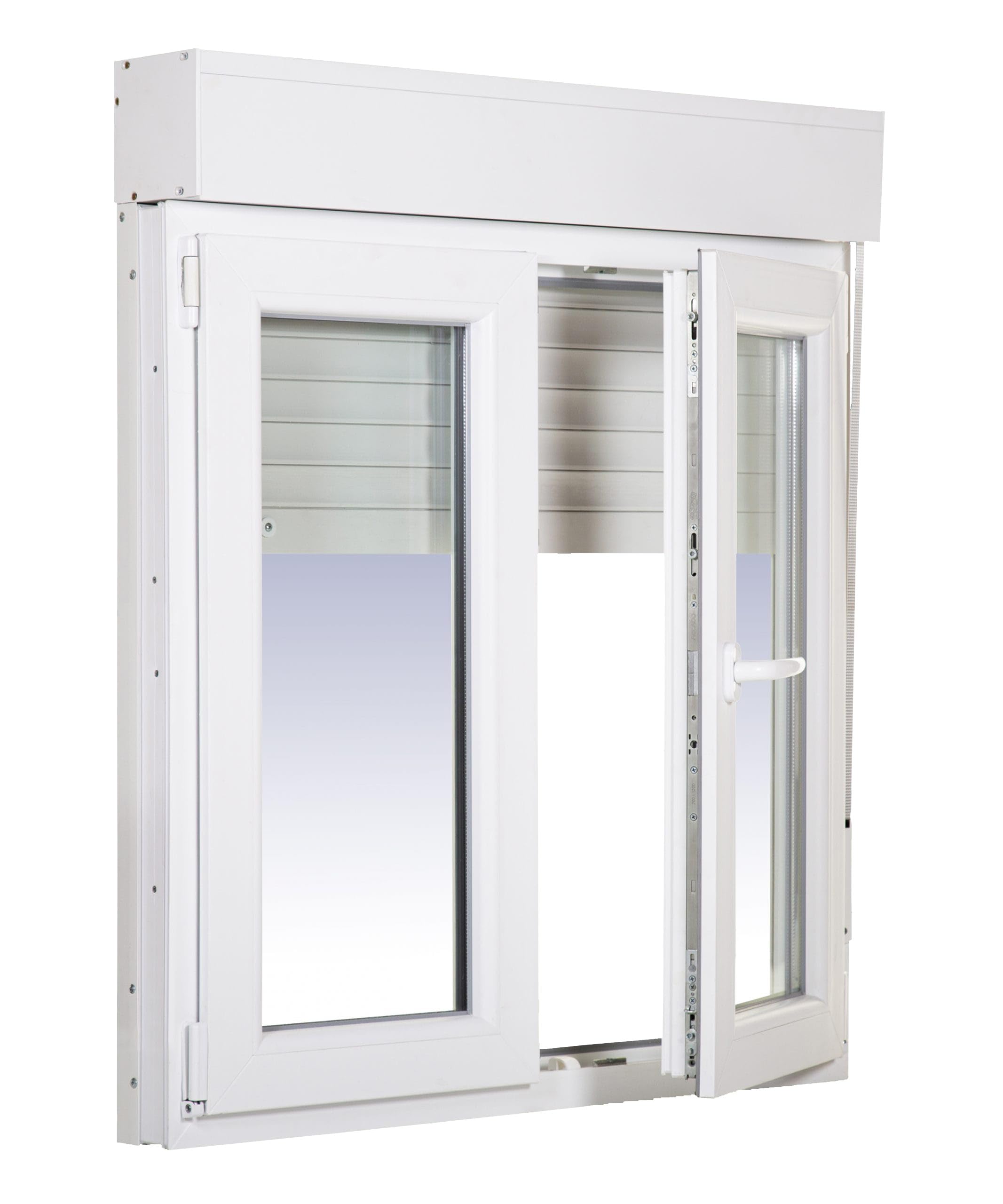Ventanastock Ventana PVC 1400x1155 Practicable Oscilobatiente 2 hojas con Persiana de PVC