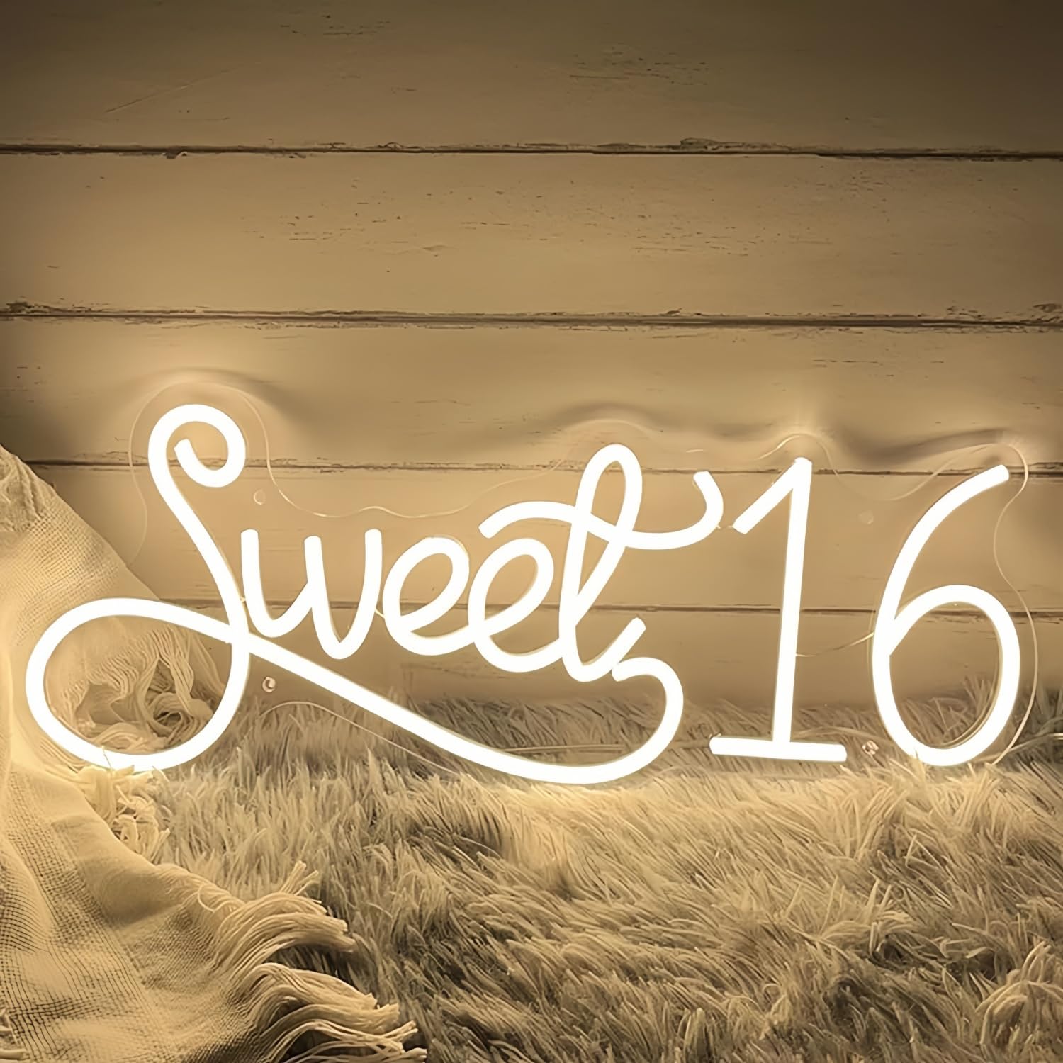 Sweet 16 Home Neon Signs for Wall Decor Neon Wall Art Acrylic LED Lights with Hanging Chain Light Up for Bedroom Decor Man Cave Bar Pub graduate Wedding Party 5V USB Powered Dimmable