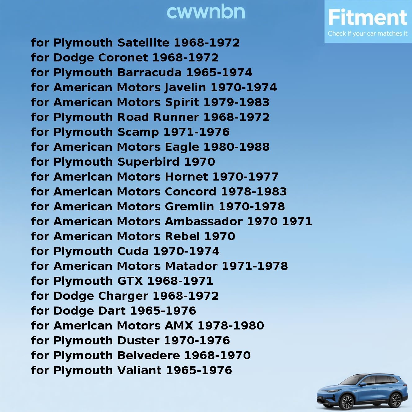 Front Lower for Dodge Charger,Dart 1965 1966-1976 for American Motors Concord, AMX, Ambassador 1970-1983 Replacement J3196498, 2535027, 3196498 Suspension Control Arm Bumper 2X
