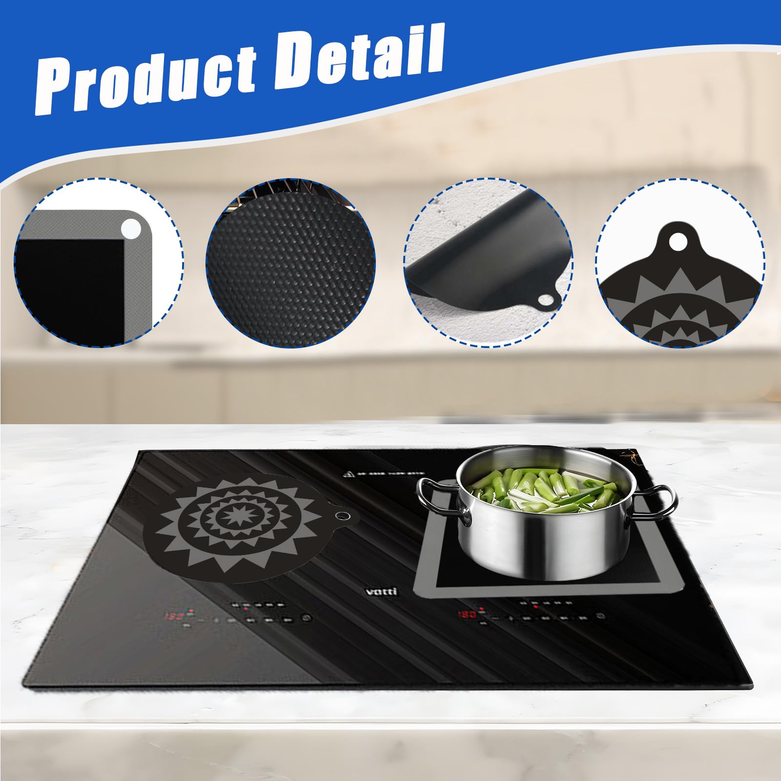 Tappetino Protettivo Per Piano Induzione - Silicone Alimentare 62x53cm - Resistente Al Calore Fino A 250°C - Foto 3