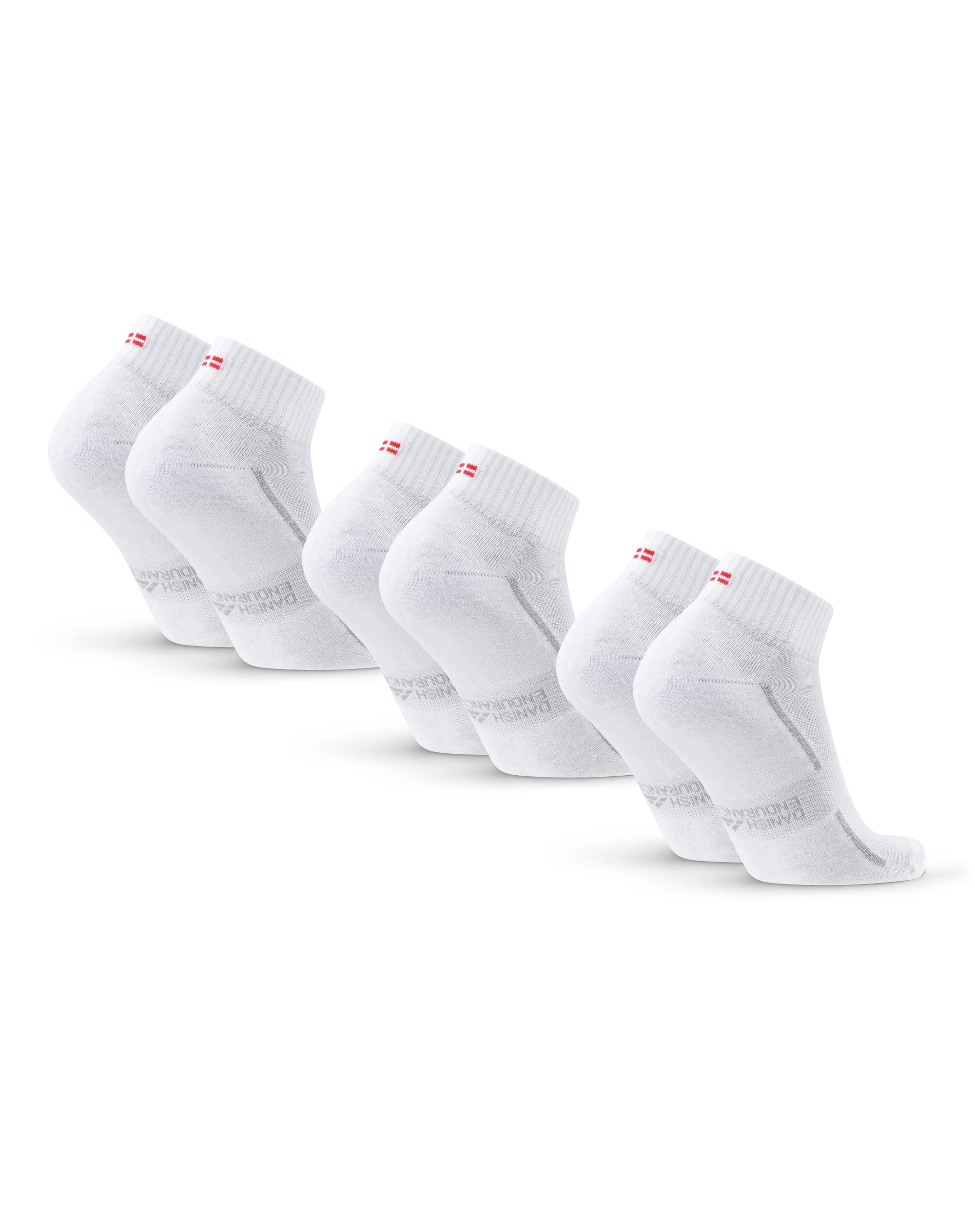 DANISH ENDURANCE Kurze Sportsocken aus Bio-Baumwolle, Sneaker Socken für Alltag und Fitnessstudio, Anti-Blasen, Gepolstert & Atmungsaktiv, Unisex, Herren & Damen, (3│6 Pack)