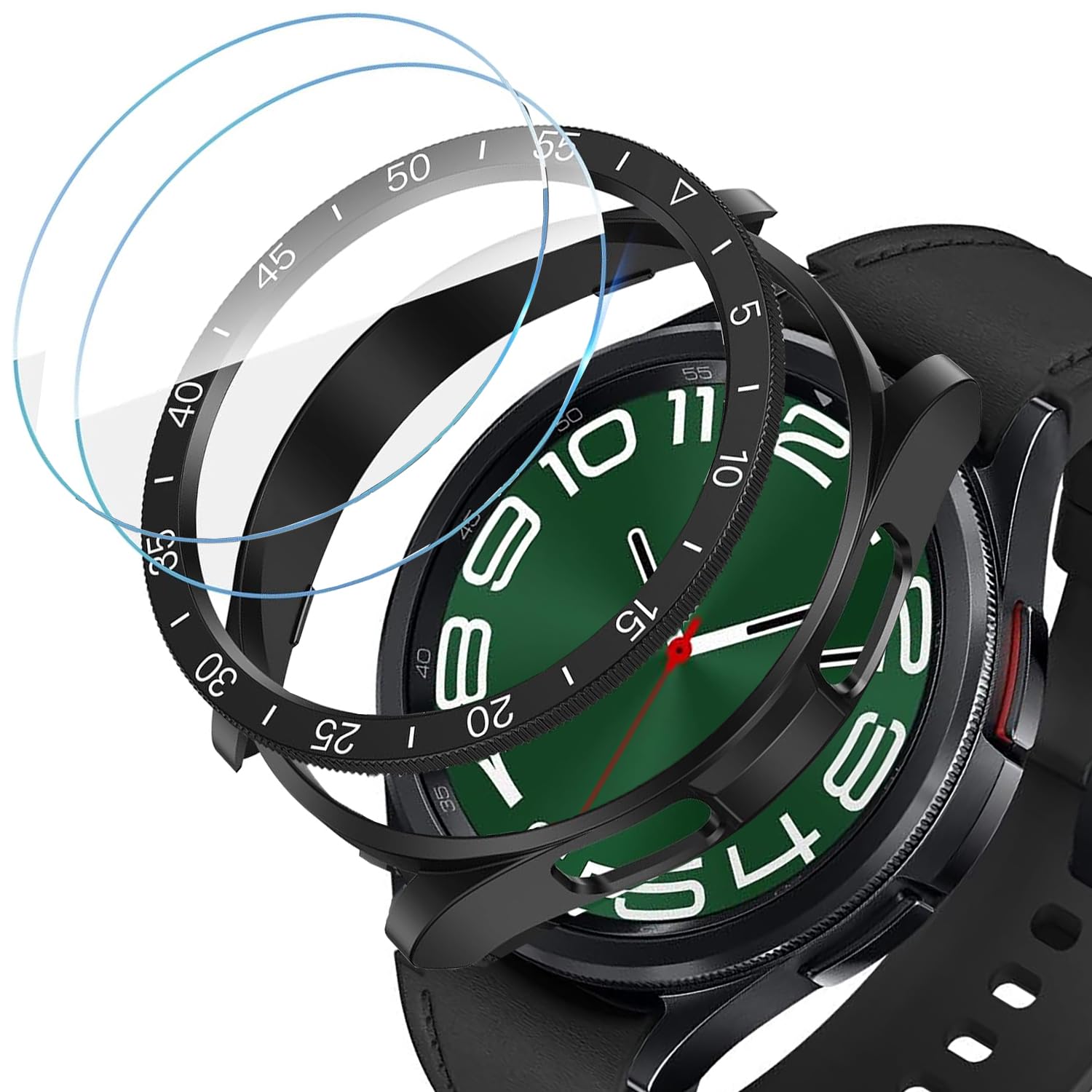 DEALELE [2+2 Pack] Case and Protector Compatible with Samsung Galaxy Watch 6 Classic 43mm, Scale PC Bumper Protective Case Bezel Ring Cover with