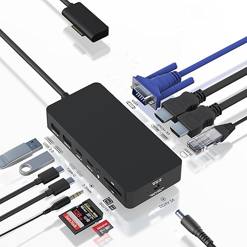 Miniatura 16 de Surface Pro 9/Pro 11 - Estación de acoplamiento USB con HDMI 4K, USB-C Thunerbolt 4 (video de 8K a 30 Hz + datos de 40 G + potencia de 100 W), RJ45