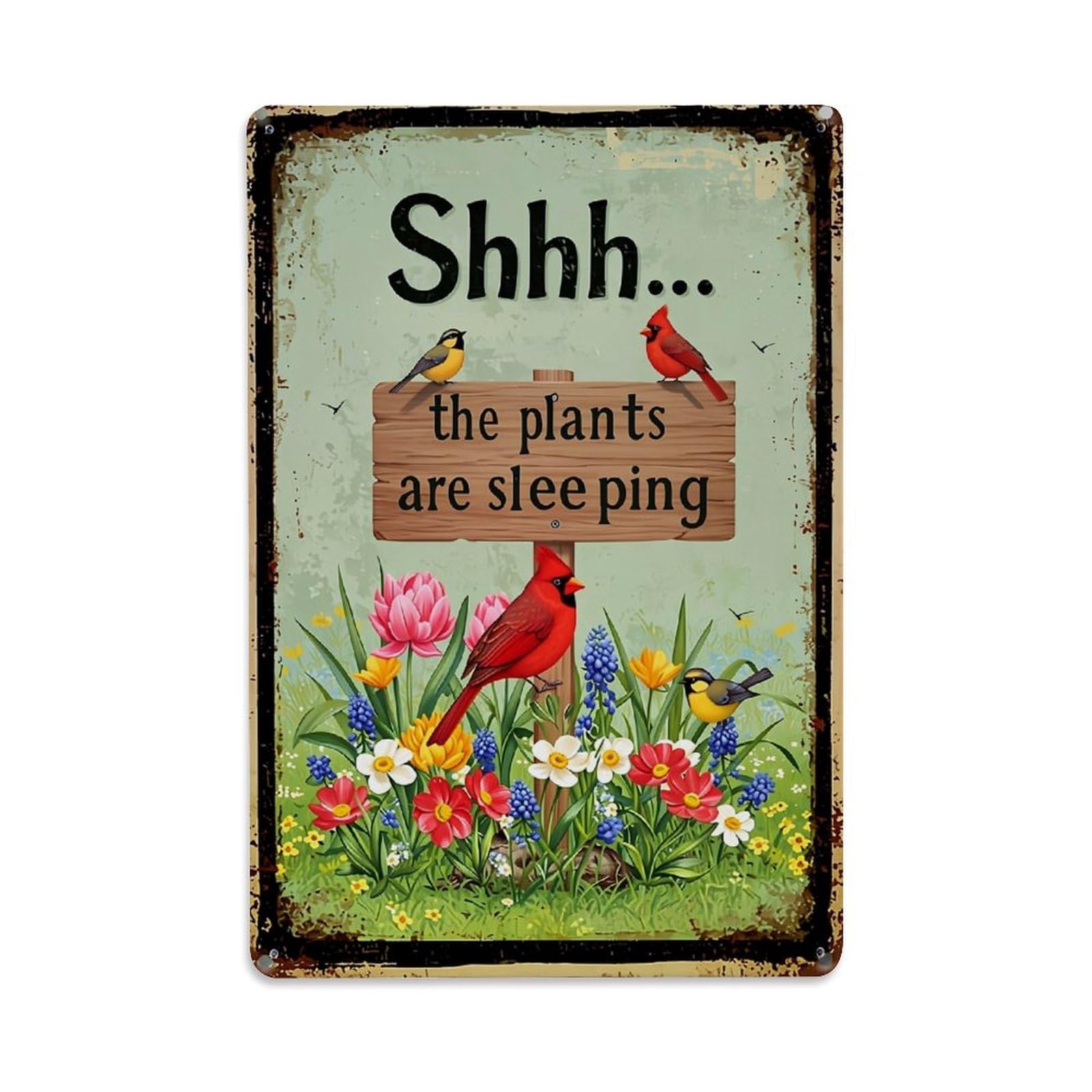 Nestemfo Vintage Shhh The Plants Are Sleeping Tin Sign Metal Sign, Living Room,Bar, Home, Bedroom Wall Decor,Retro Metal Poster 8X12 Inches
