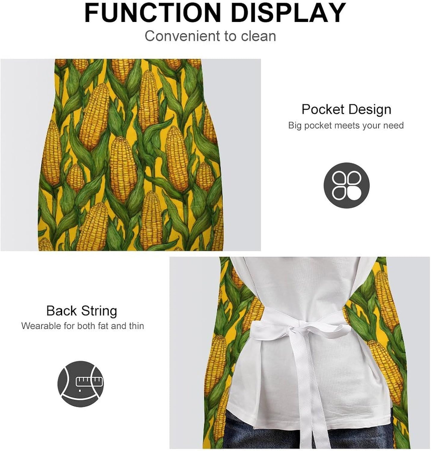 Corn On The Cob Funny Apron Chef Aprons with Pockets for Gardening Cooking Kitchen
