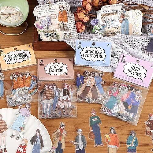 Vista 40 de Alideco 120 calcomanías para álbumes de recortes, manual de personajes, álbumes de recortes, diario de basura, manualidades, decoración de adornos