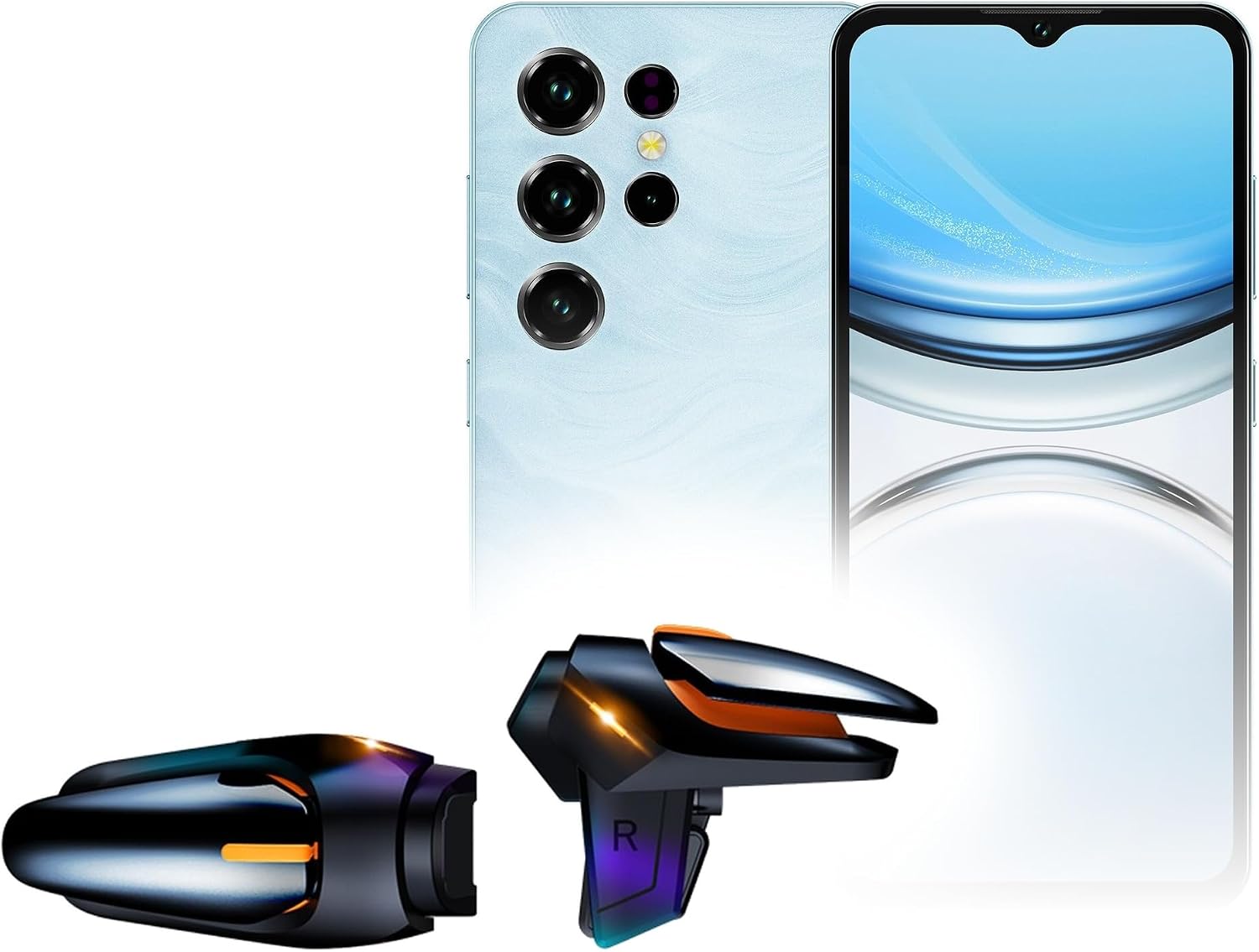 BoxWave Gaming Gear Compatible with Oukitel C2 - Touchscreen QuickTrigger Auto, Trigger Buttons Autofire Gaming Mobile FPS - Jet Black