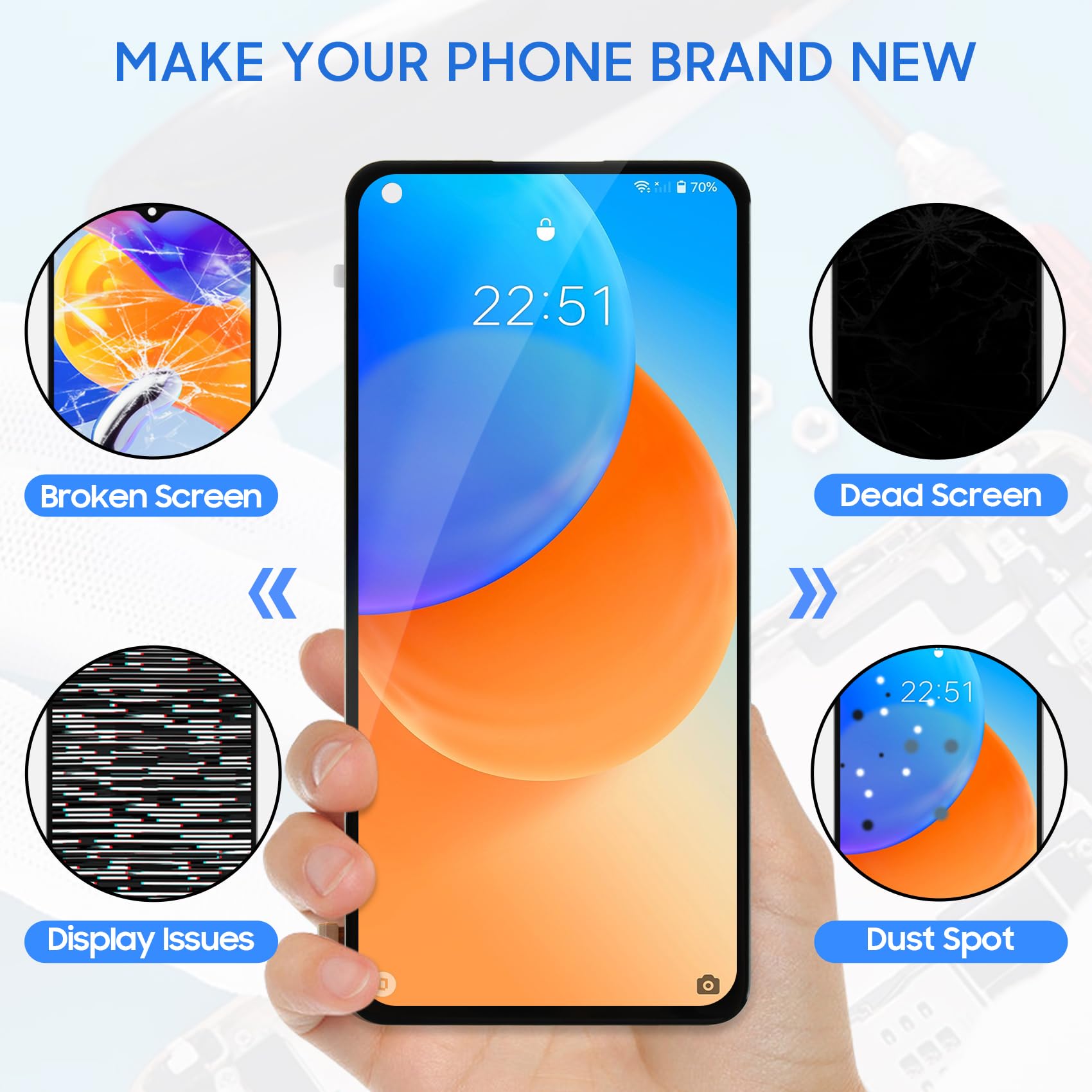 LADYSON LCD Schermo per Xiaomi 11 Lite NE 5G/Mi 11 Lite 4G et 5G LCD Display Touch Screen Digitizer Assembly 2109119DG M2101K9AG M2101K9G Vetro di Ricambio con Strumenti(6.55" Nero)
