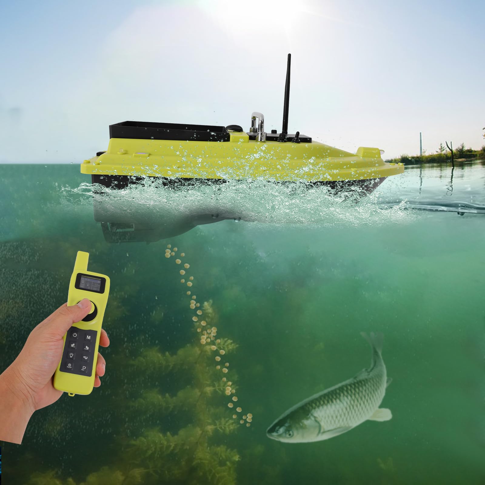Cierreper 500m barco arrancador GPS control remoto barco cebo inalámbrico pesca cebo doble motores con pantalla LCD (con batería incorporada)
