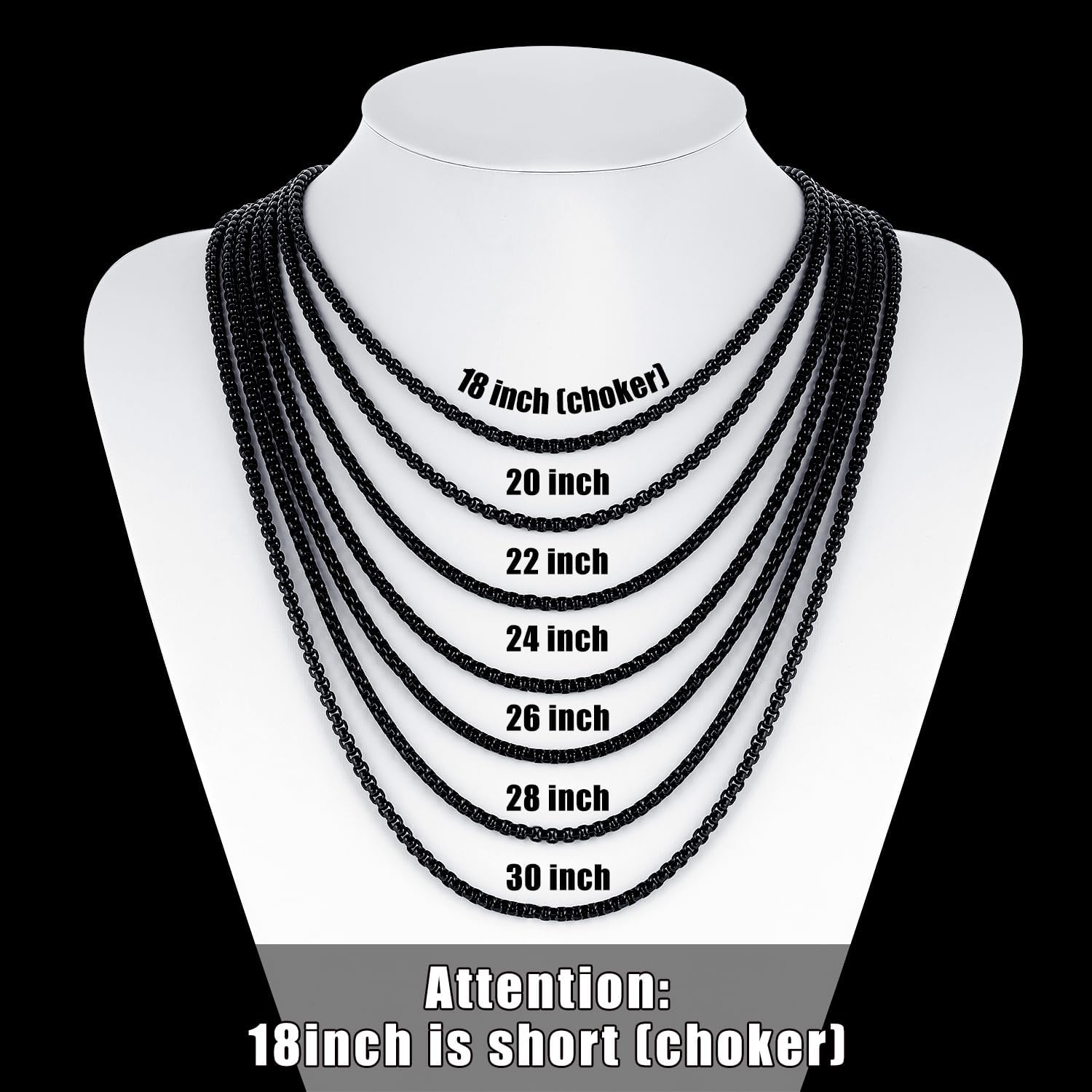 Fiusem Box Chain for Men, Silver Tone/14K Gold Plated/Black Stainless Steel Necklace for Men and Women, Width 2/2.5/3/4/5mm, Length 18-28 Inches - Image 6