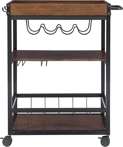 Miniatura 11 de Carrito de cocina portable Linon Austin., Madera, Negro