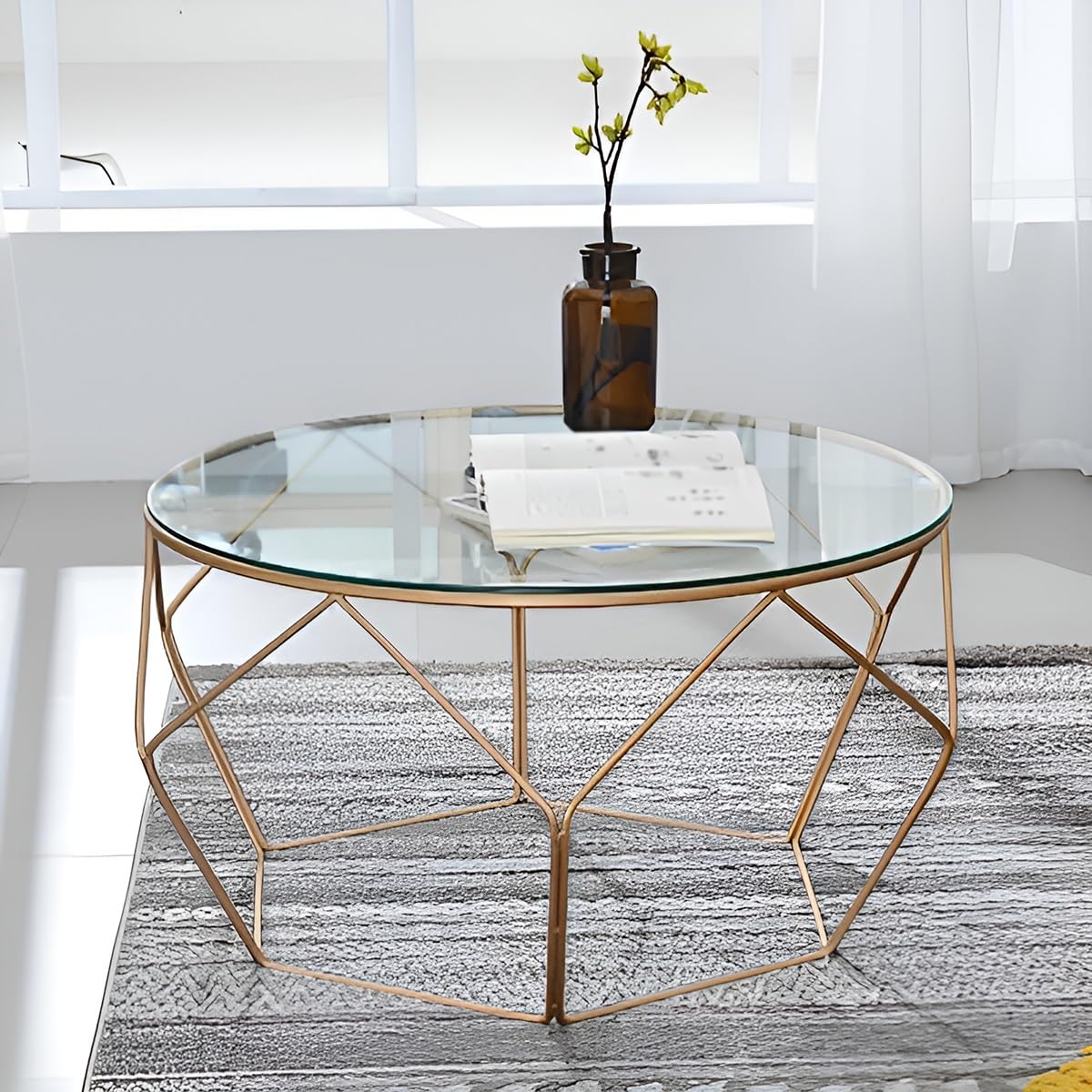 Plateau de Table en Verre Transparent, Plateau de Table Rond en Verre Trempé avec Bord Poli, Plateau de Table en Verre Circulaire pour Protecteurs de Plan de Table(50 cm (20 inch))