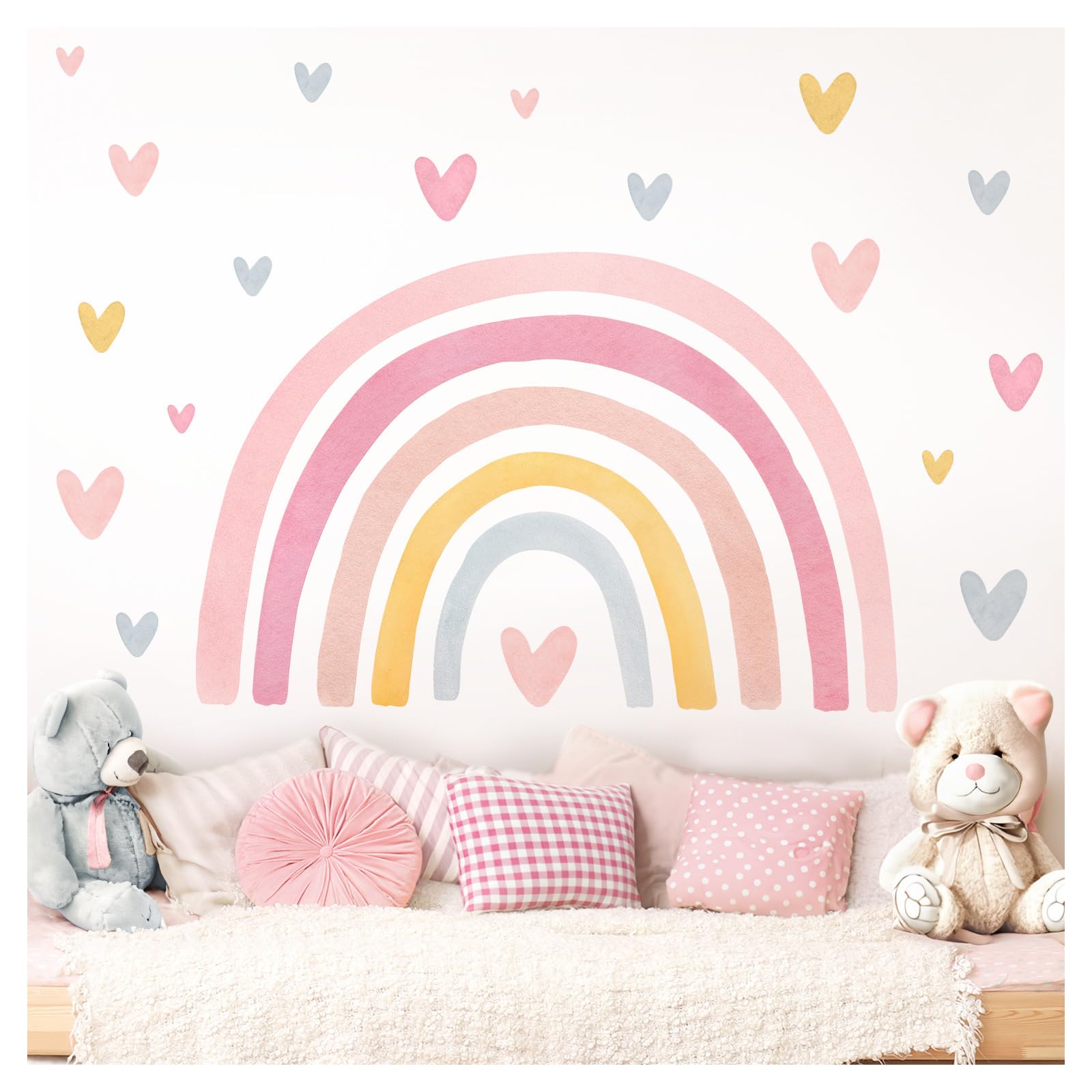 Little Deco Wandtattoo Regenbogen mit Herzen pink rosa gelb DL5088 XL